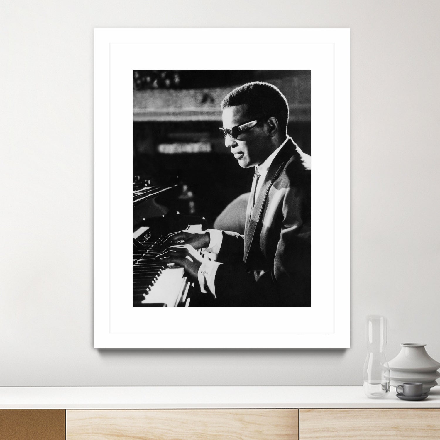 Ray Charles At The Piano by Bridgeman Images on GIANT ART - black and white photography