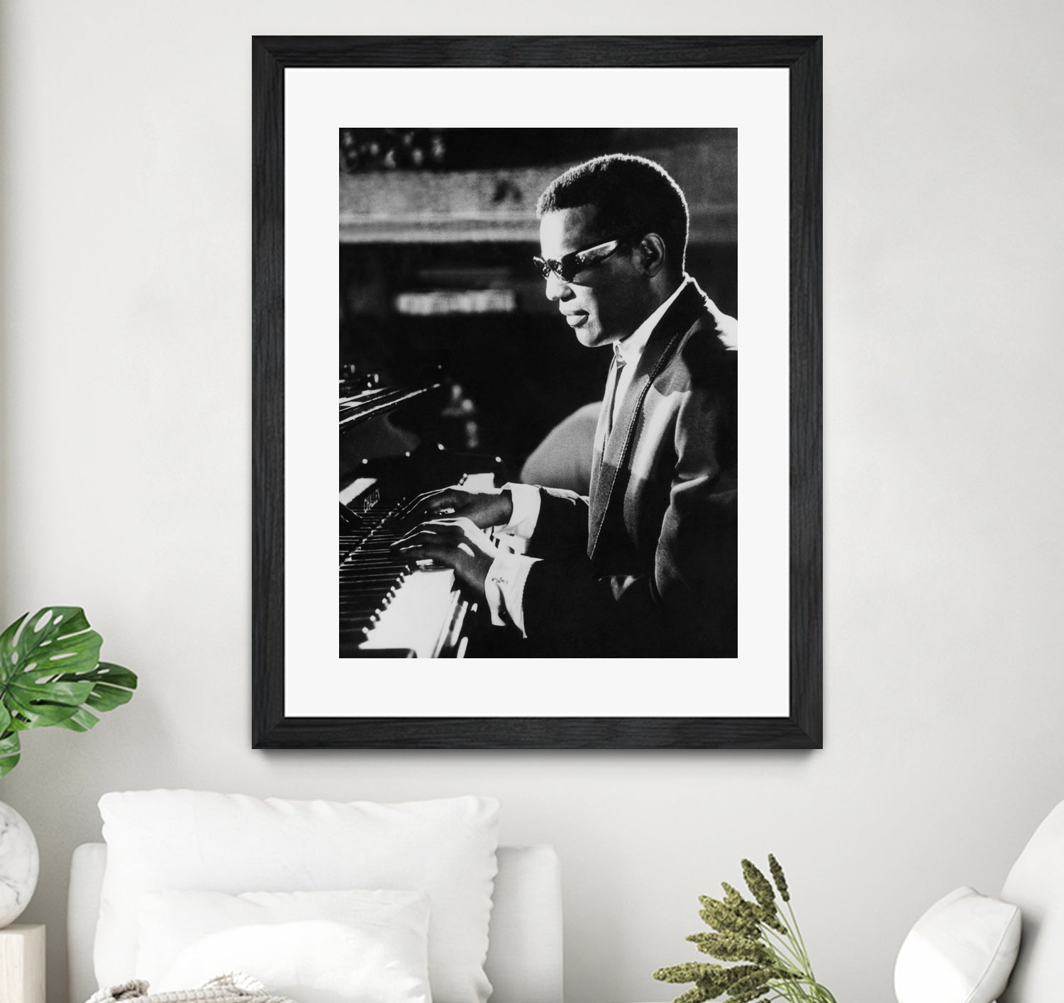 Ray Charles At The Piano by Bridgeman Images on GIANT ART - black and white photography