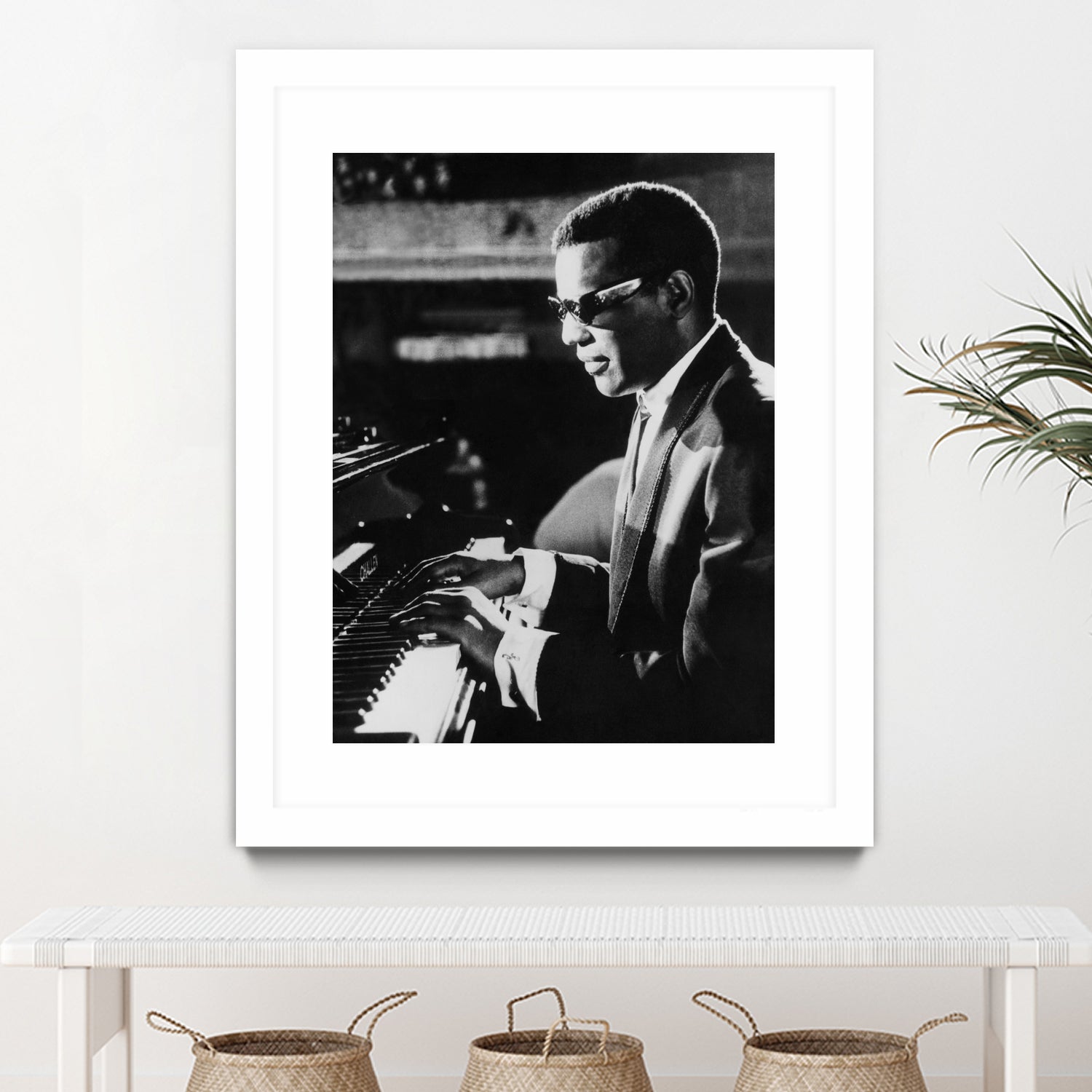 Ray Charles At The Piano by Bridgeman Images on GIANT ART - black and white photography