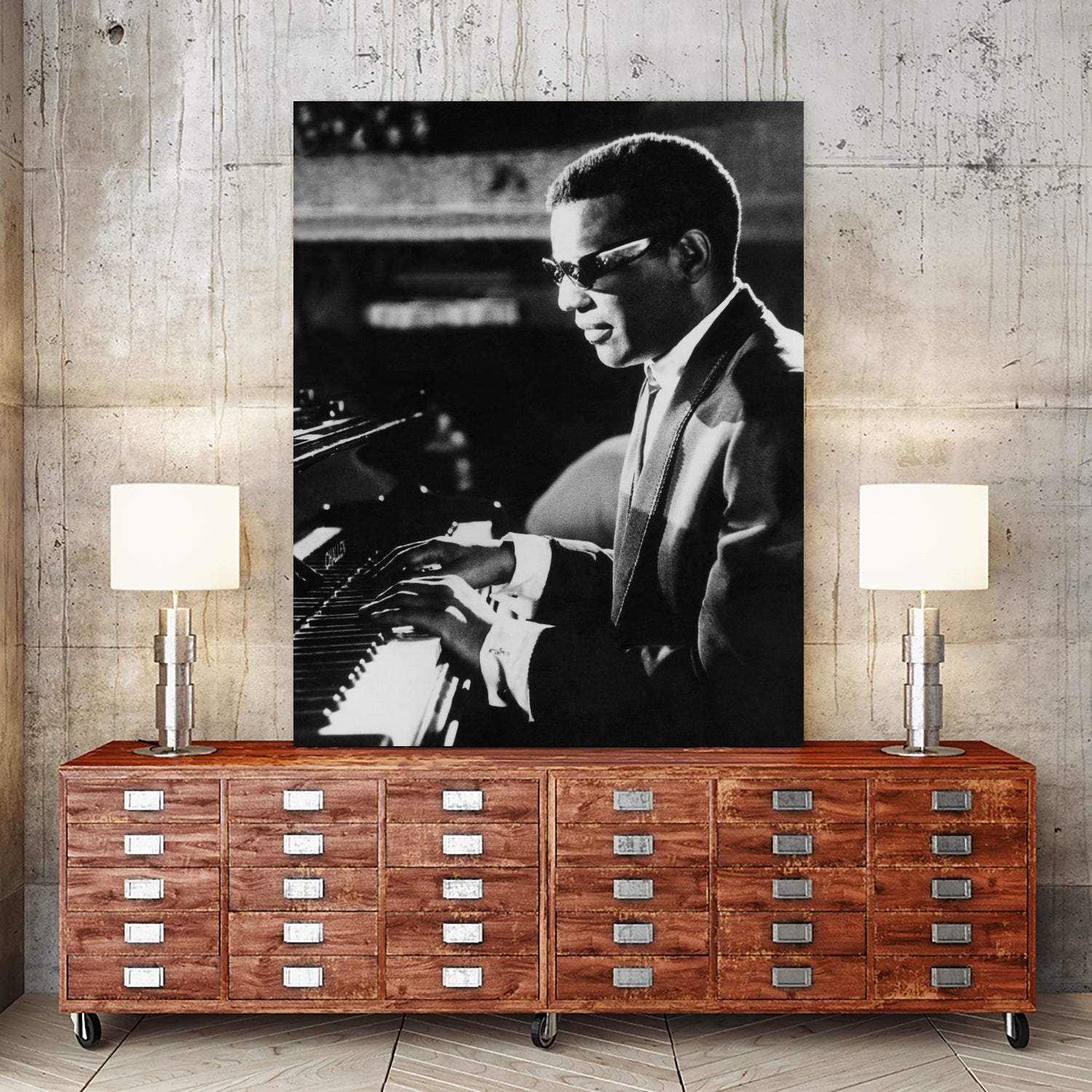Ray Charles At The Piano by Bridgeman Images on GIANT ART - black and white photography
