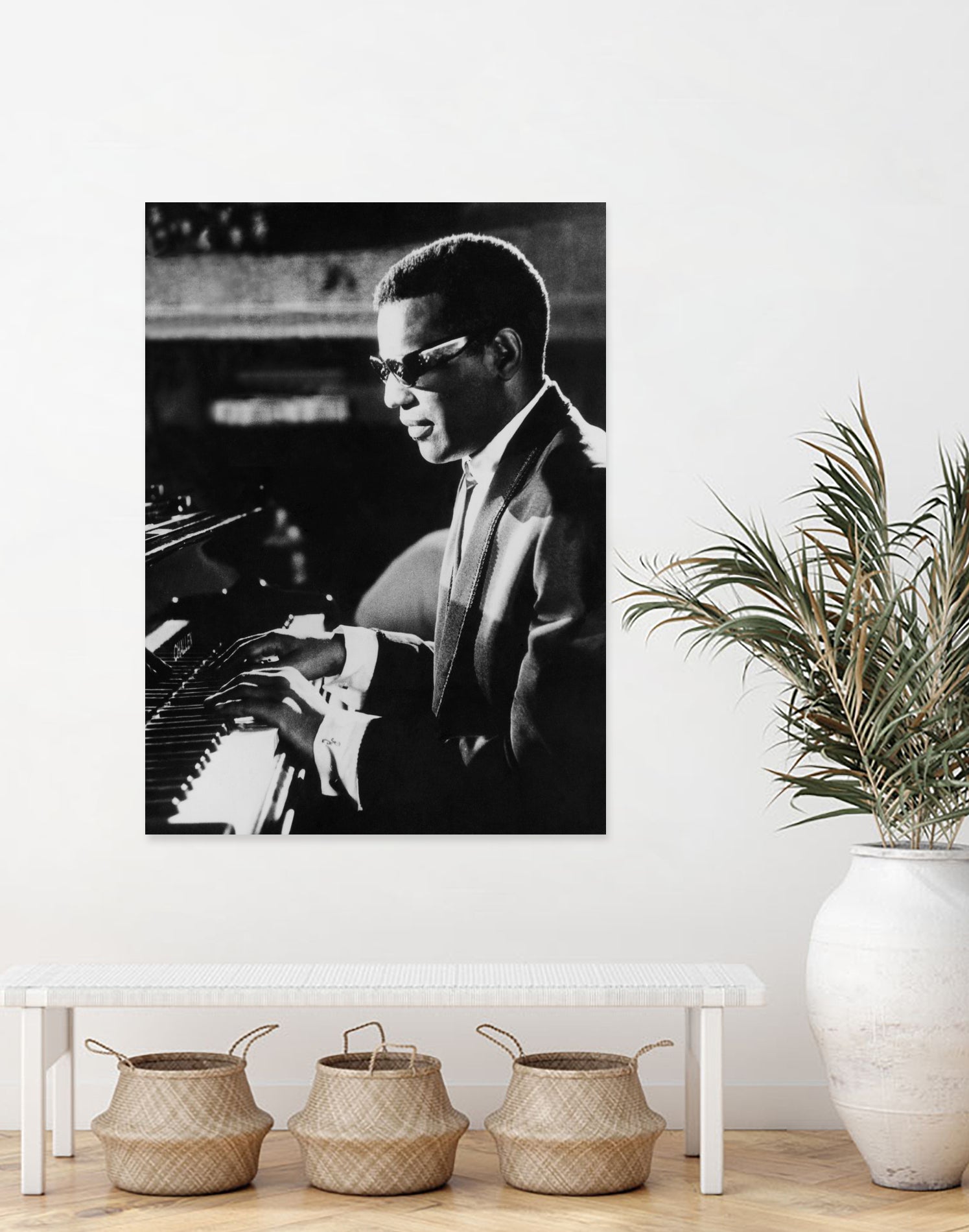 Ray Charles At The Piano by Bridgeman Images on GIANT ART - black and white photography