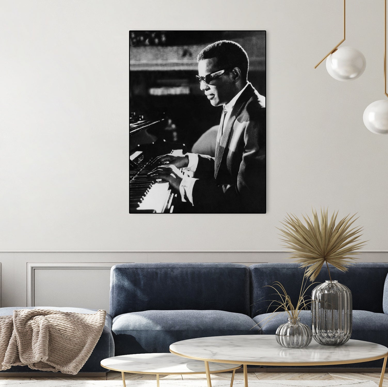 Ray Charles At The Piano by Bridgeman Images on GIANT ART - black and white photography