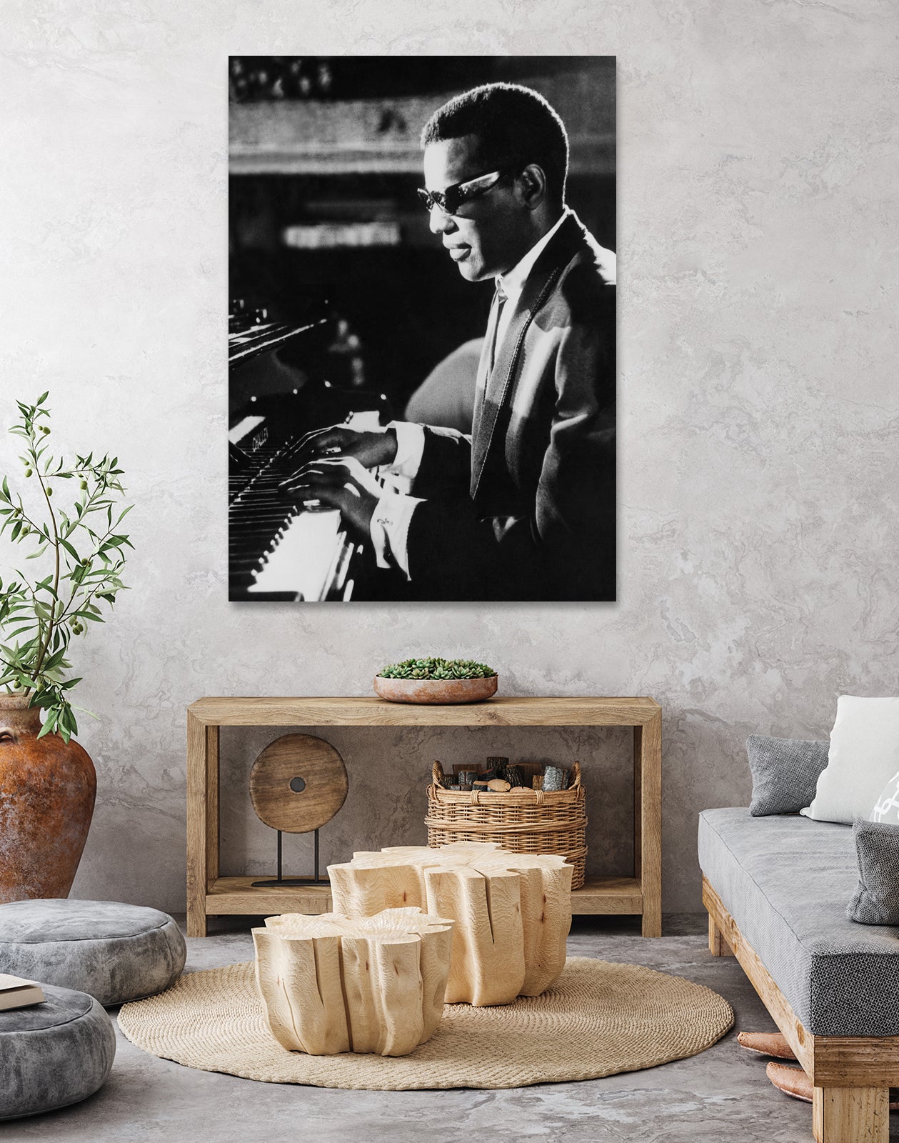 Ray Charles At The Piano by Bridgeman Images on GIANT ART - black and white photography