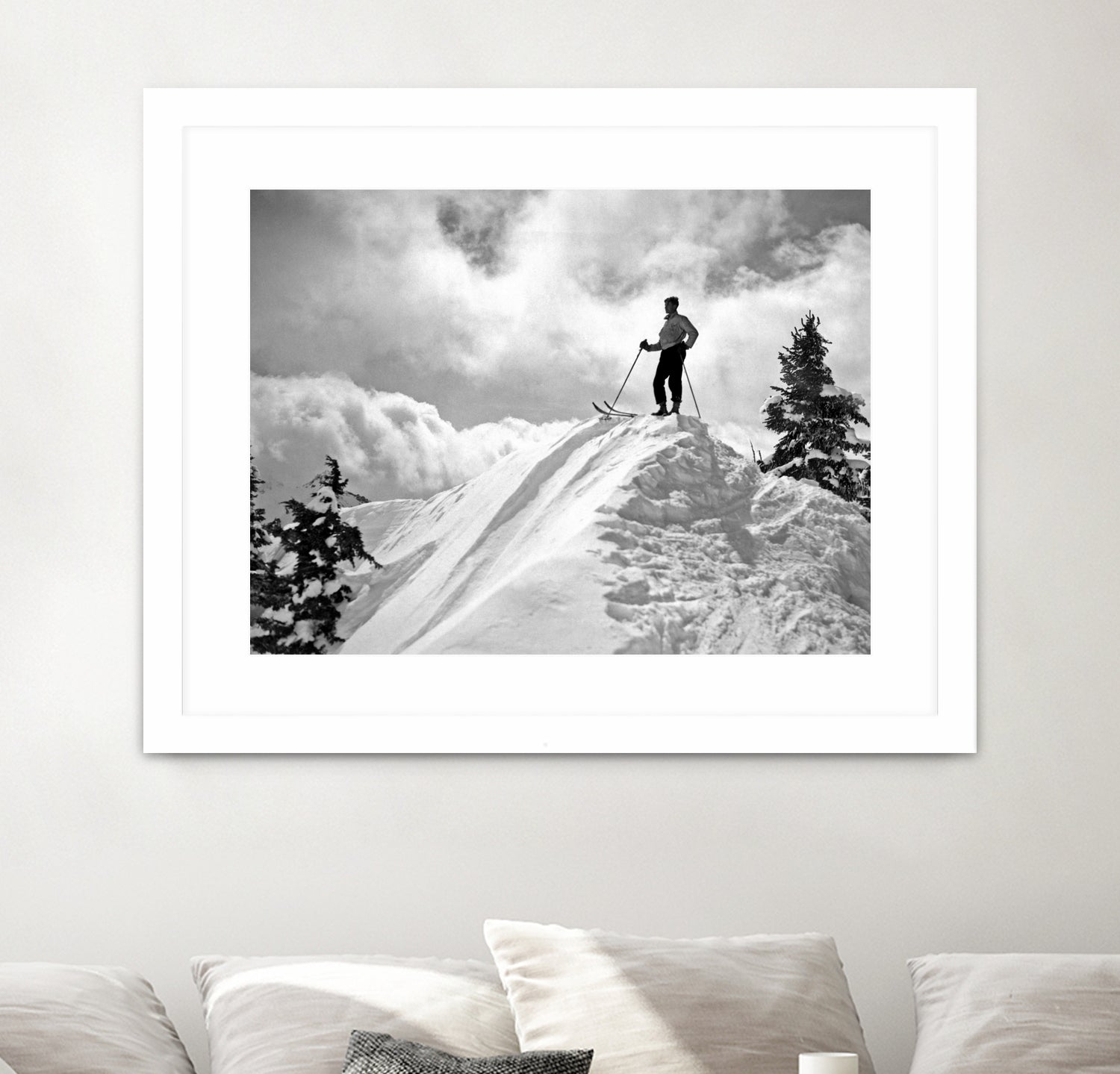 A Skier On Top Of Mount Hood by Bridgman Images on GIANT ART - black and white photography