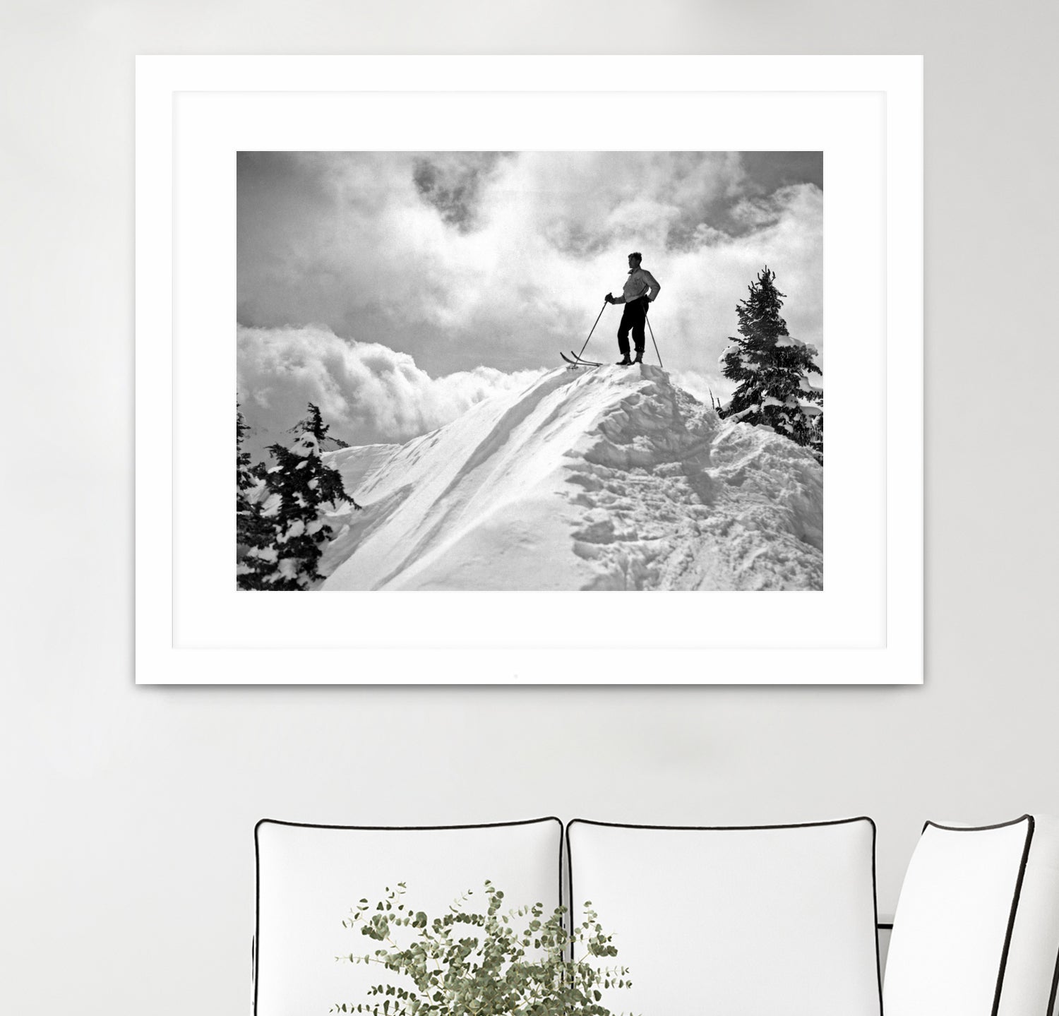 A Skier On Top Of Mount Hood by Bridgman Images on GIANT ART - black and white photography