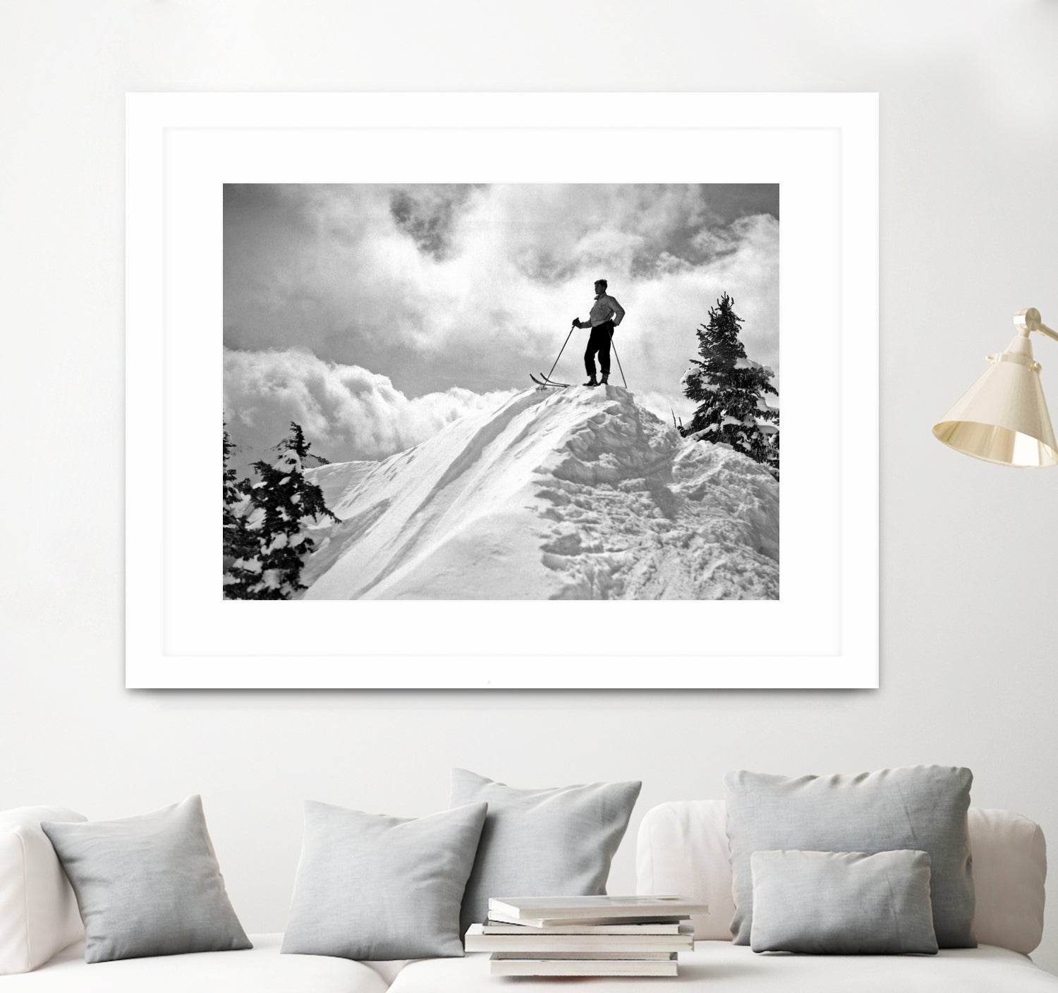 A Skier On Top Of Mount Hood by Bridgman Images on GIANT ART - black and white photography