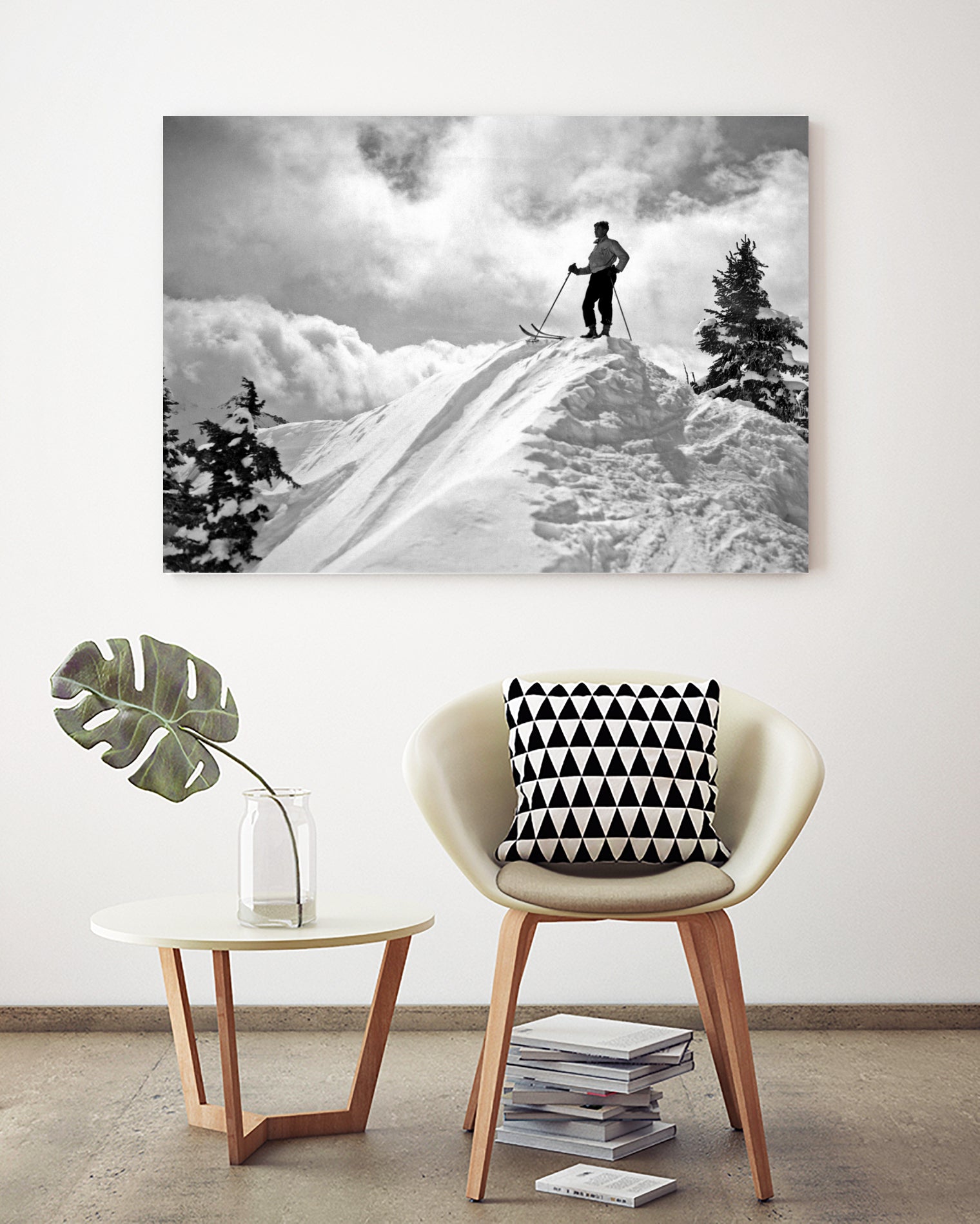 A Skier On Top Of Mount Hood by Bridgman Images on GIANT ART - black and white photography