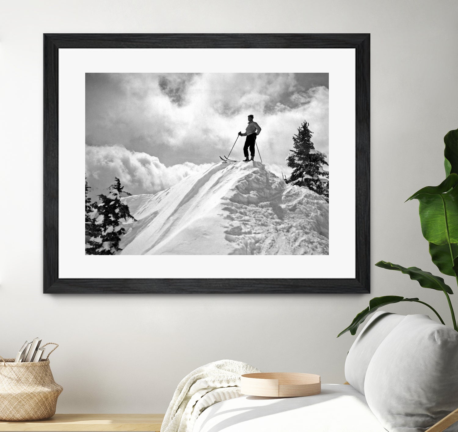 A Skier On Top Of Mount Hood by Bridgman Images on GIANT ART - black and white photography