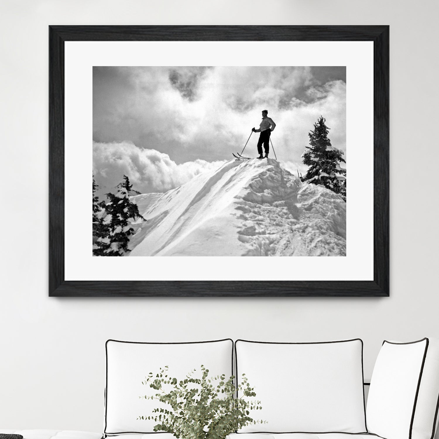 A Skier On Top Of Mount Hood by Bridgman Images on GIANT ART - black and white photography