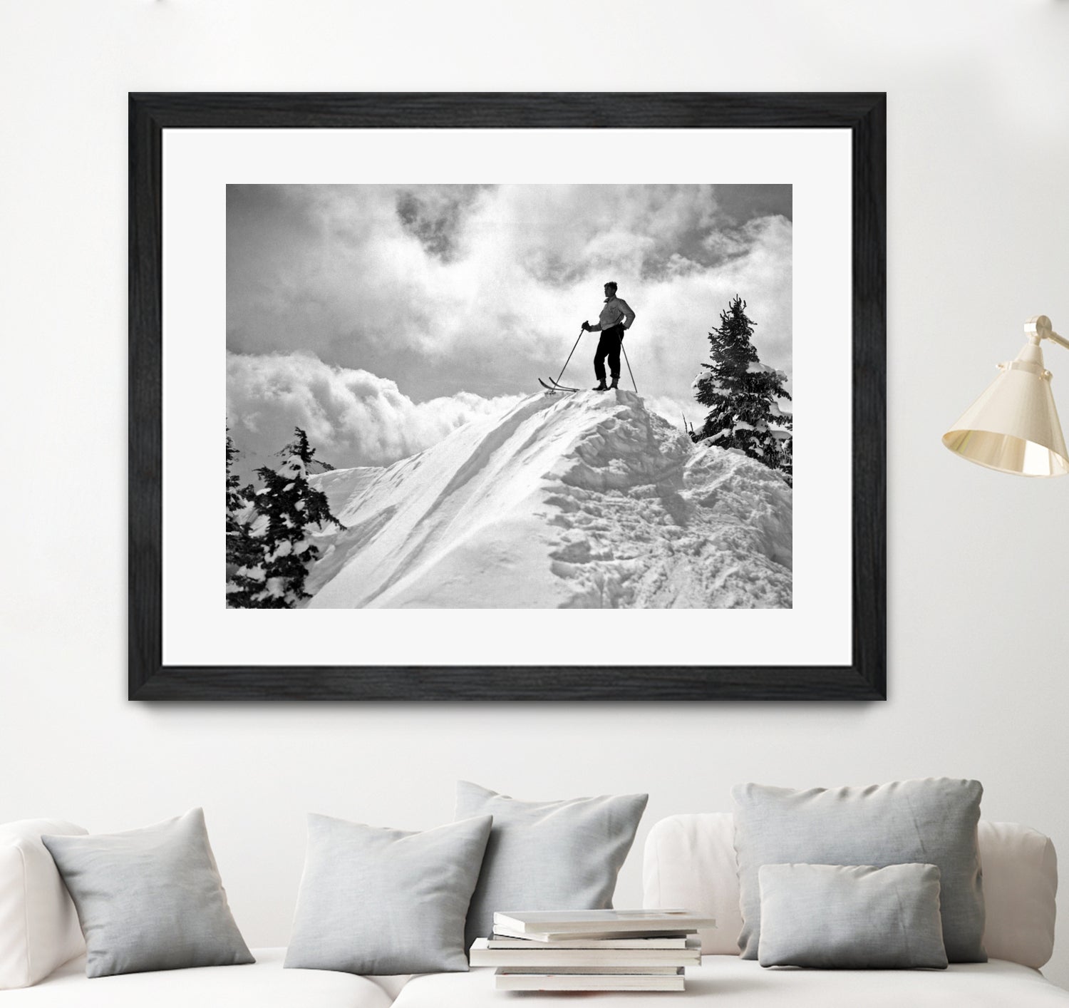 A Skier On Top Of Mount Hood by Bridgman Images on GIANT ART - black and white photography