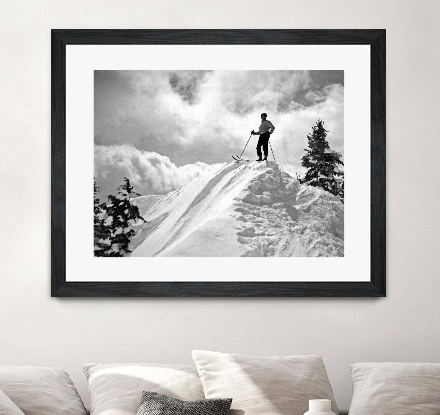 A Skier On Top Of Mount Hood by Bridgman Images on GIANT ART - black and white photography
