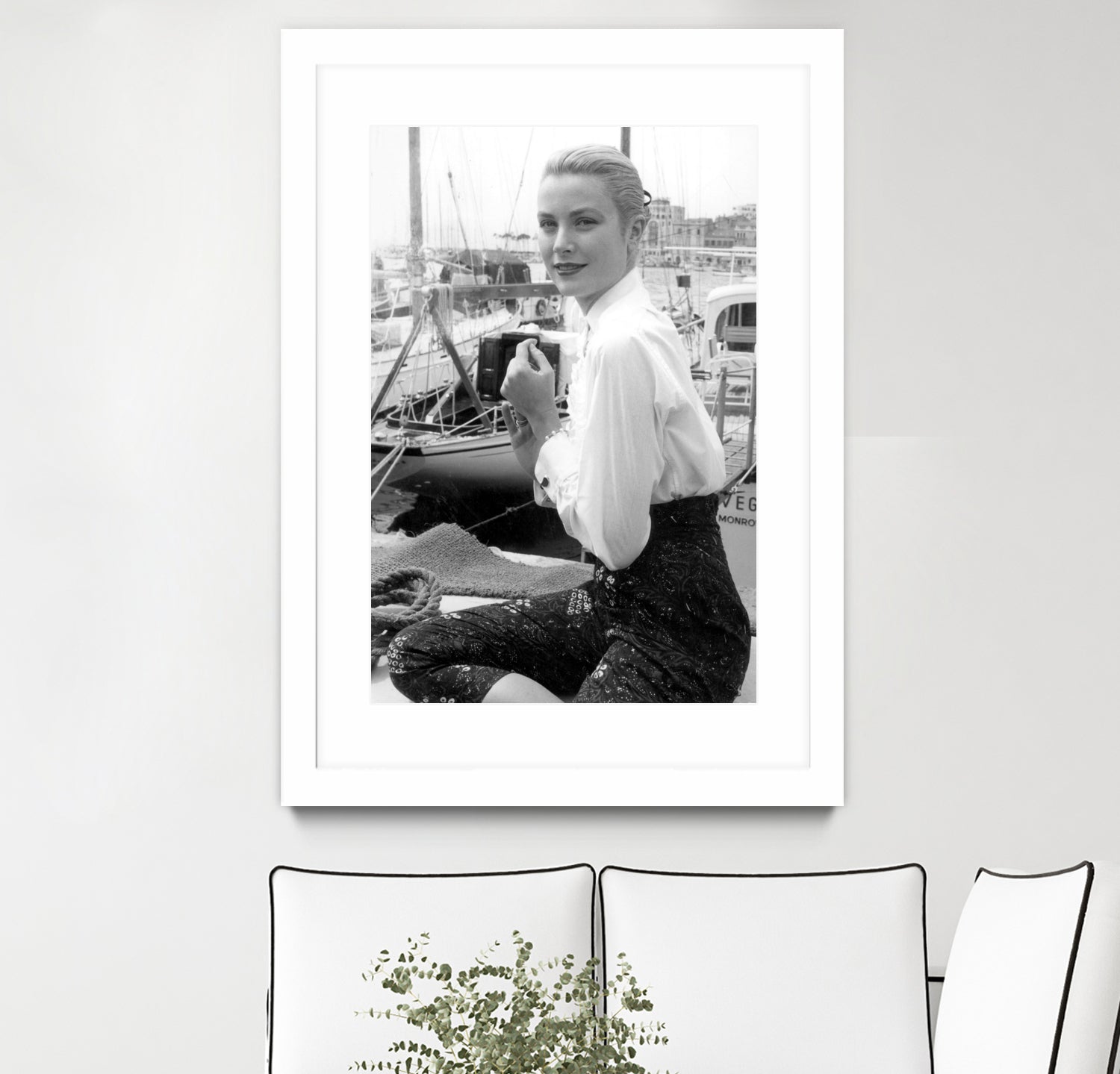 Grace Kelly During Cannes Festival on May 6, 1955 by Bridgeman Images on GIANT ART - black and white photography