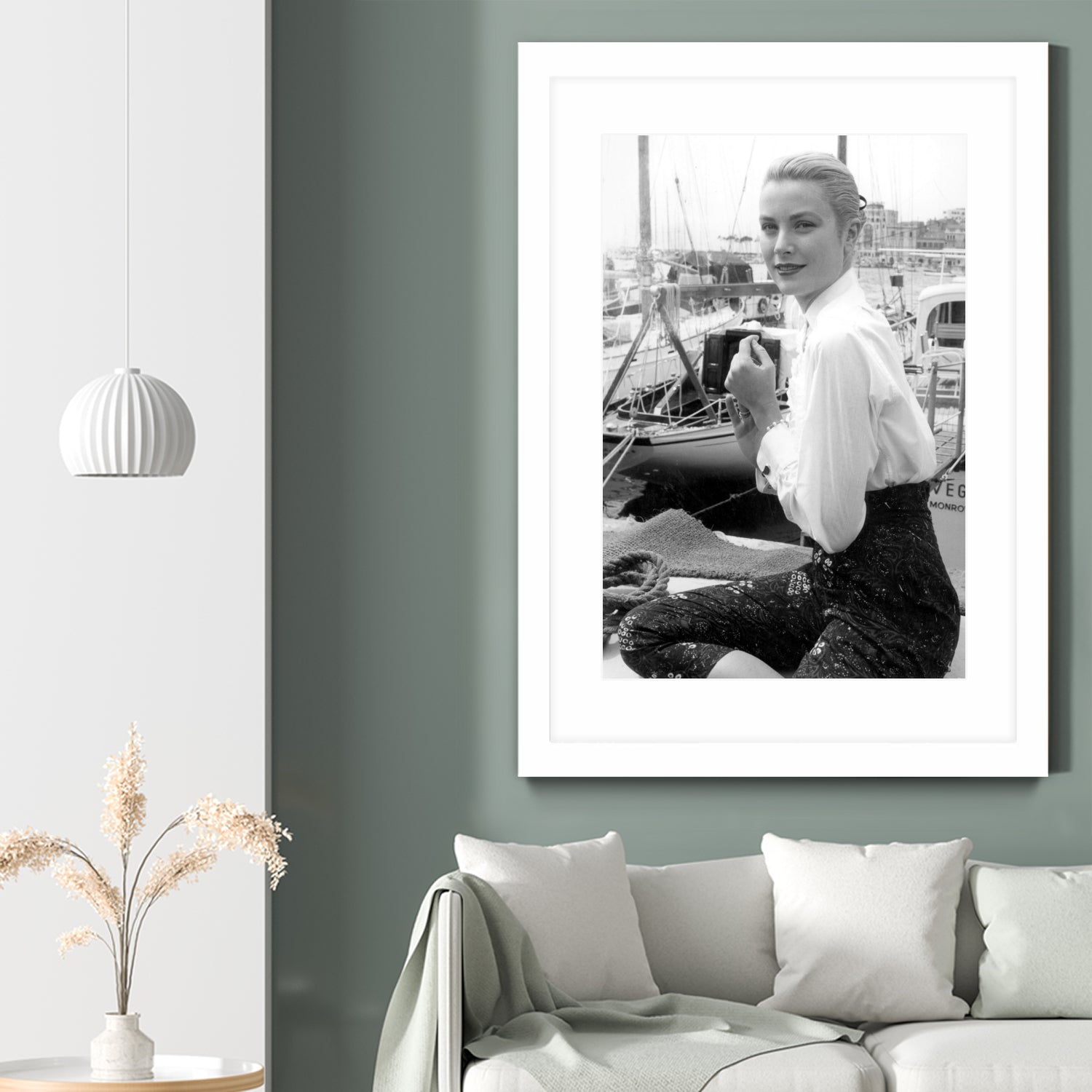 Grace Kelly During Cannes Festival on May 6, 1955 by Bridgeman Images on GIANT ART - black and white photography