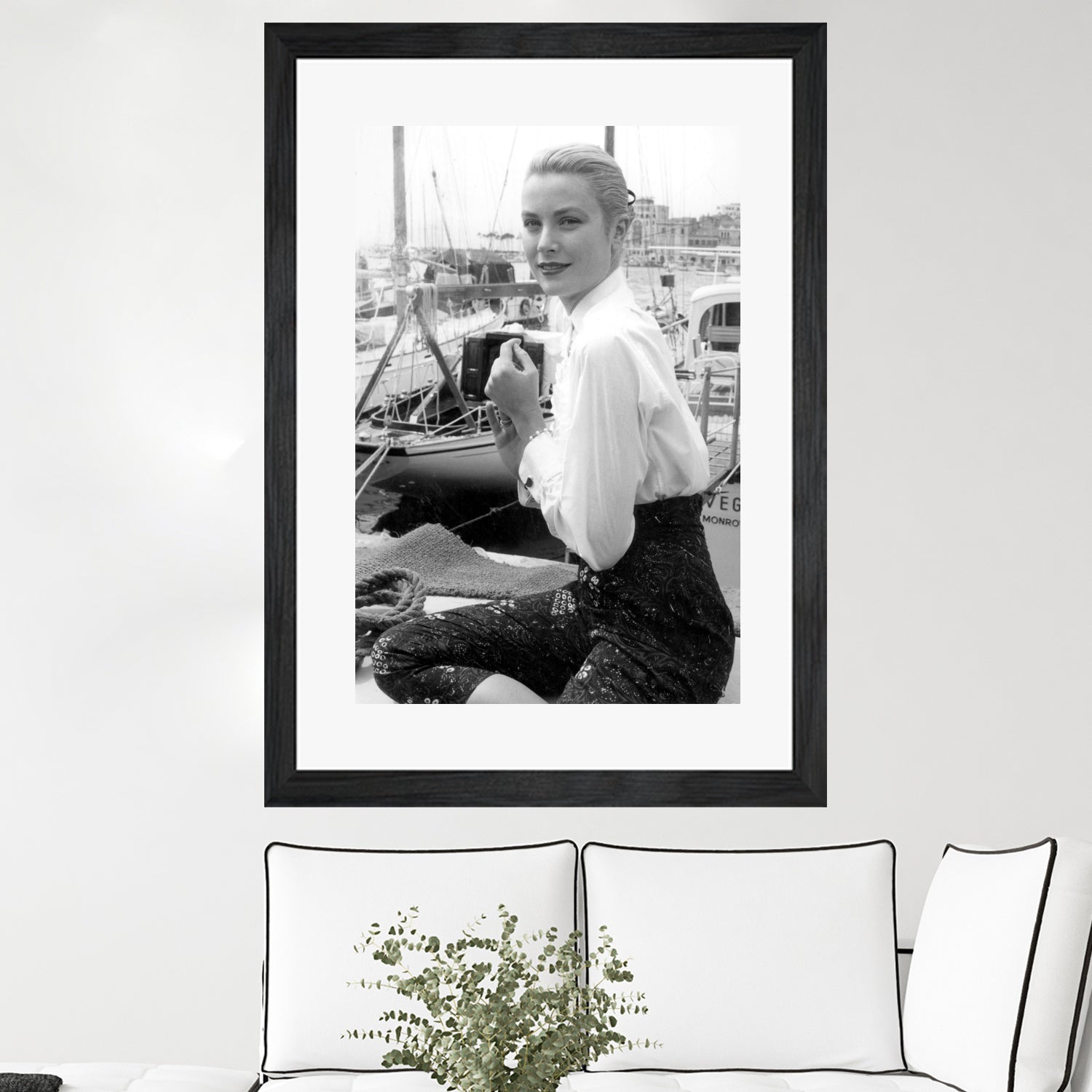 Grace Kelly During Cannes Festival on May 6, 1955 by Bridgeman Images on GIANT ART - black and white photography