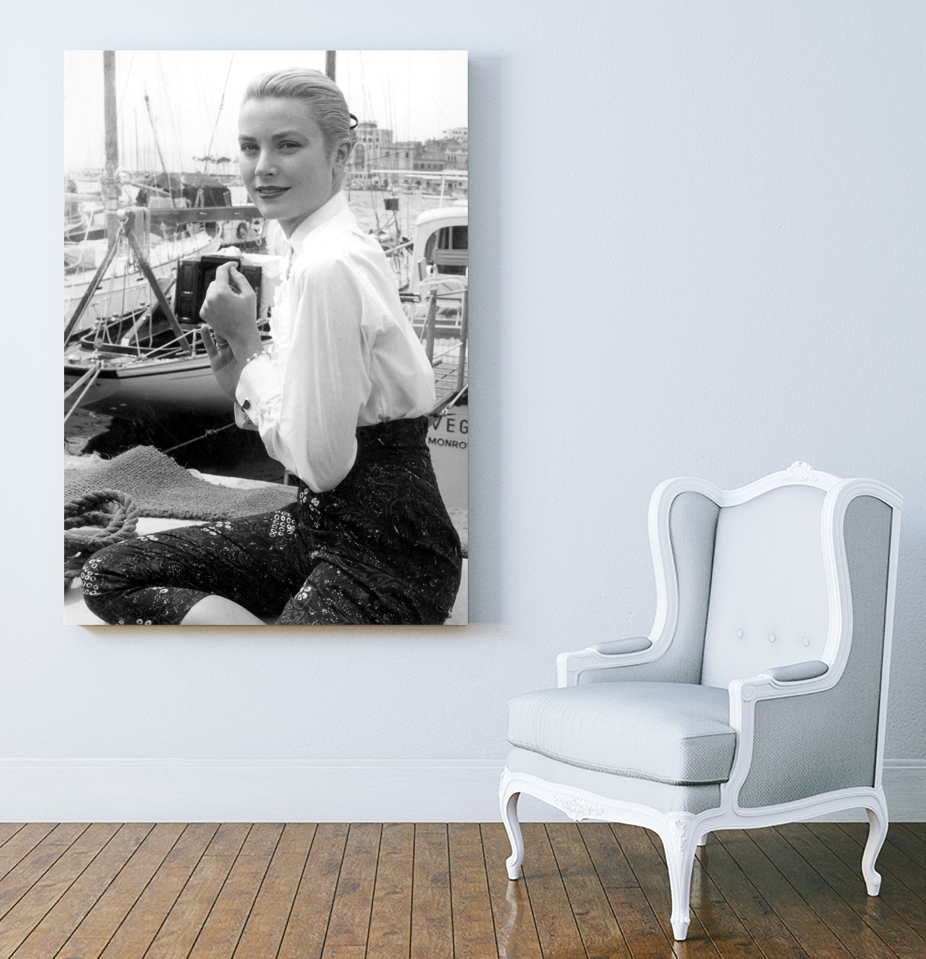 Grace Kelly During Cannes Festival on May 6, 1955 by Bridgeman Images on GIANT ART - black and white photography