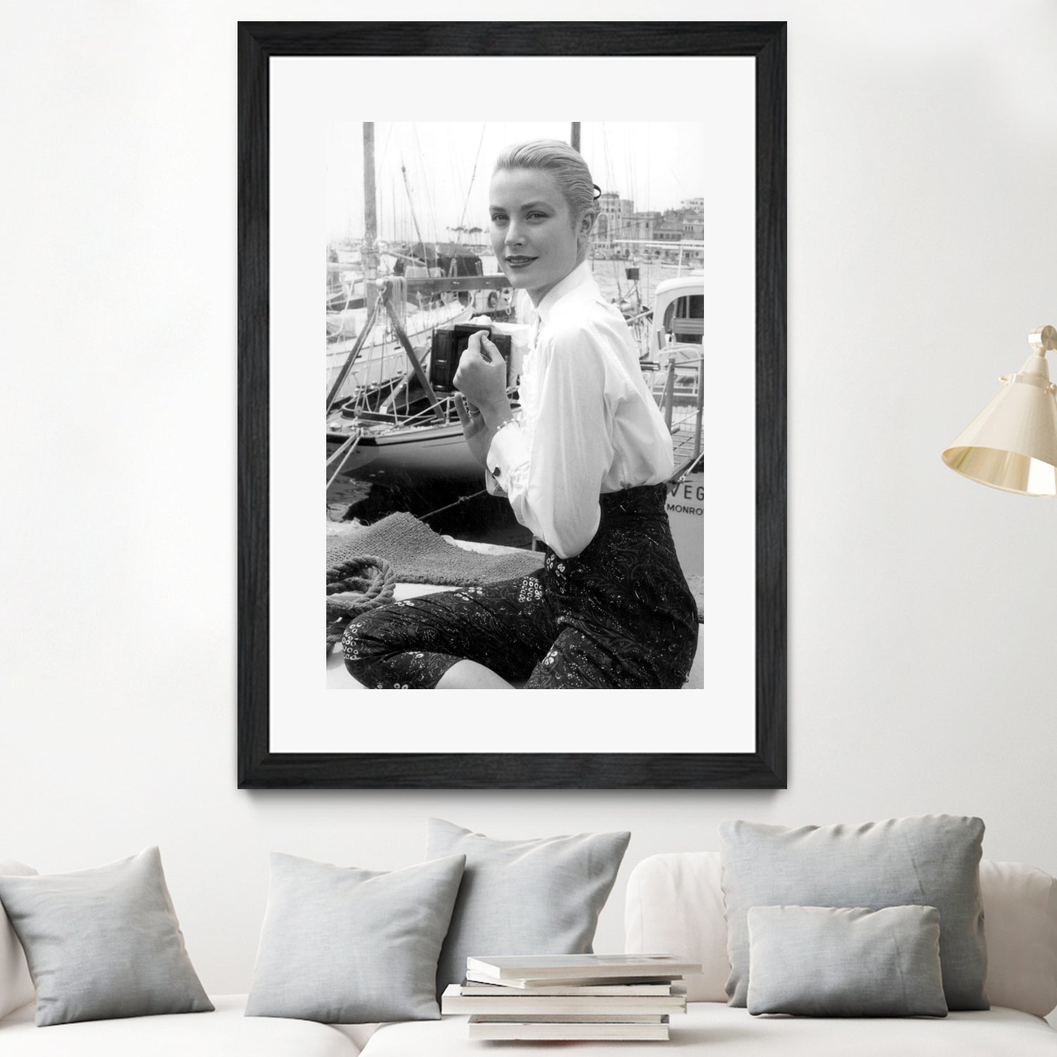 Grace Kelly During Cannes Festival on May 6, 1955 by Bridgeman Images on GIANT ART - black and white photography