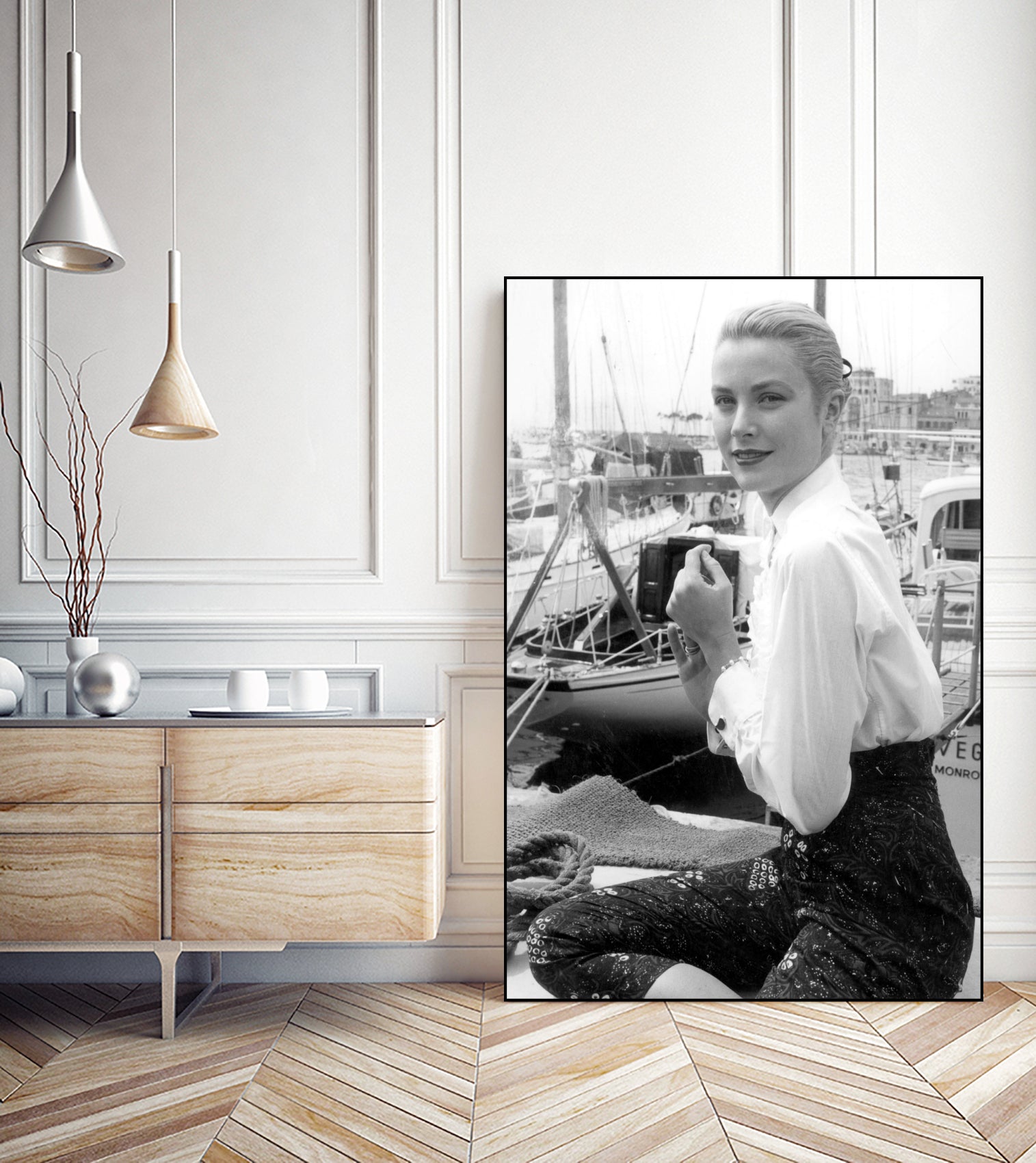 Grace Kelly During Cannes Festival on May 6, 1955 by Bridgeman Images on GIANT ART - black and white photography