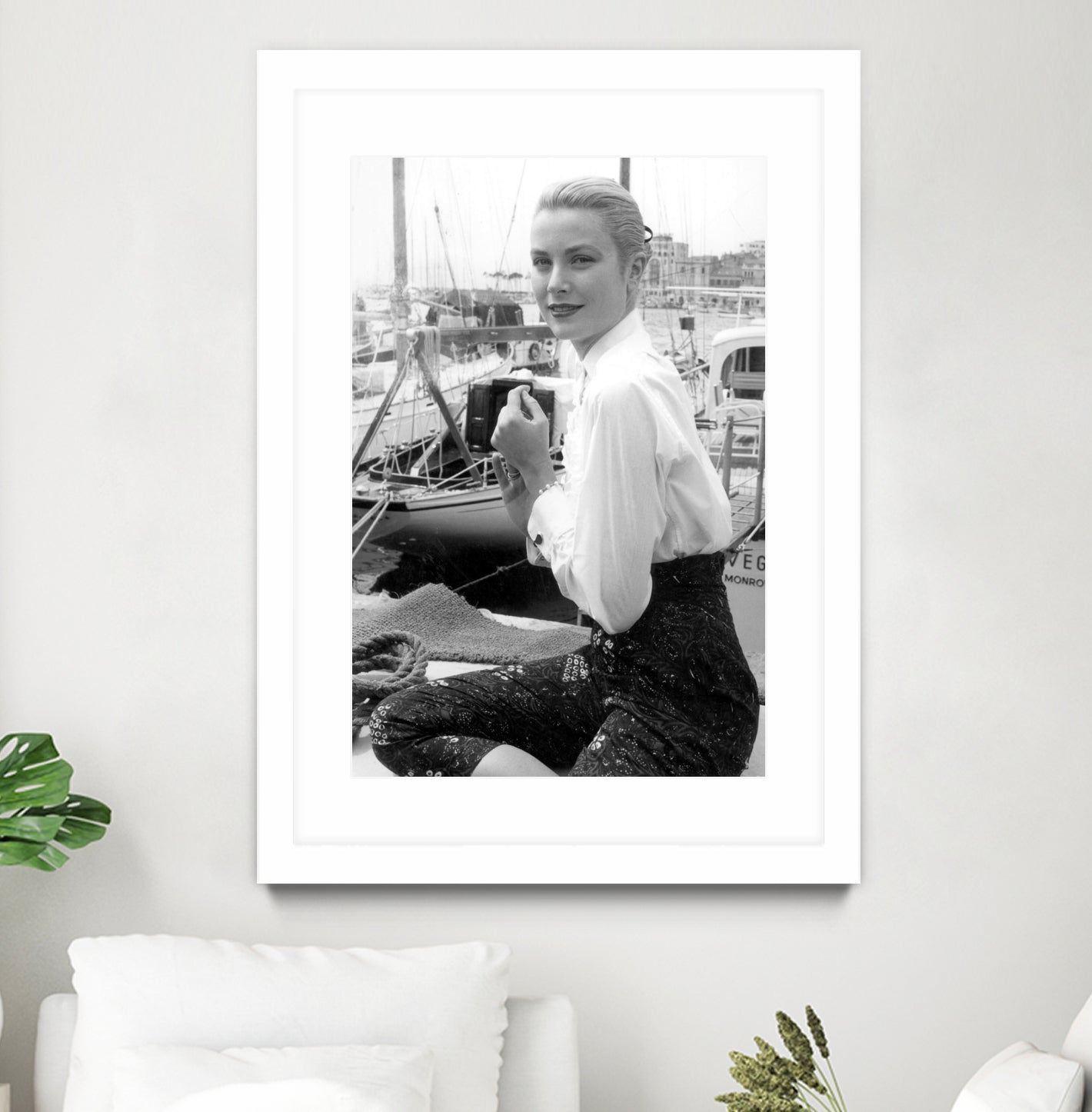 Grace Kelly During Cannes Festival on May 6, 1955 by Bridgeman Images on GIANT ART - black and white photography