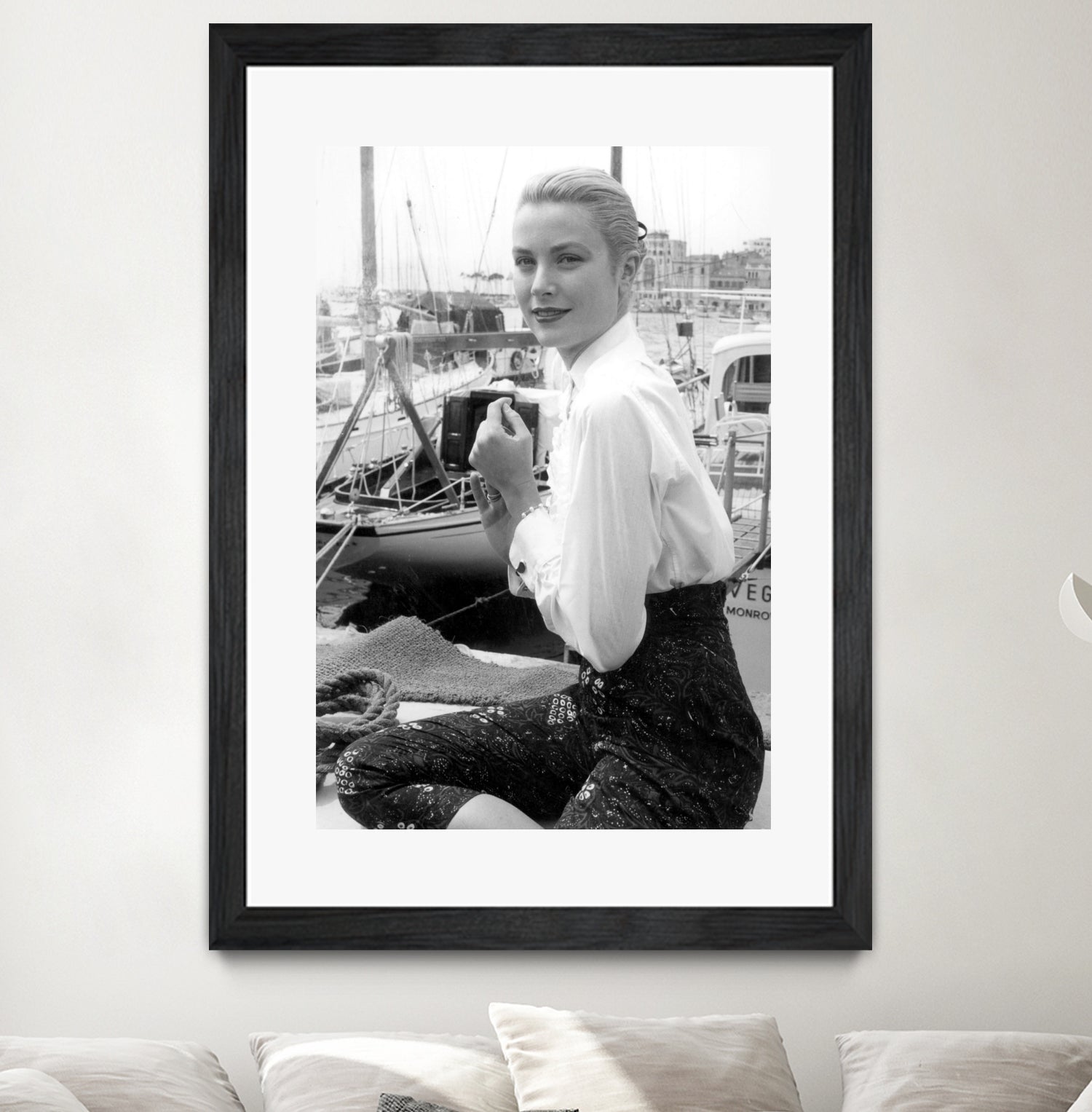 Grace Kelly During Cannes Festival on May 6, 1955 by Bridgeman Images on GIANT ART - black and white photography