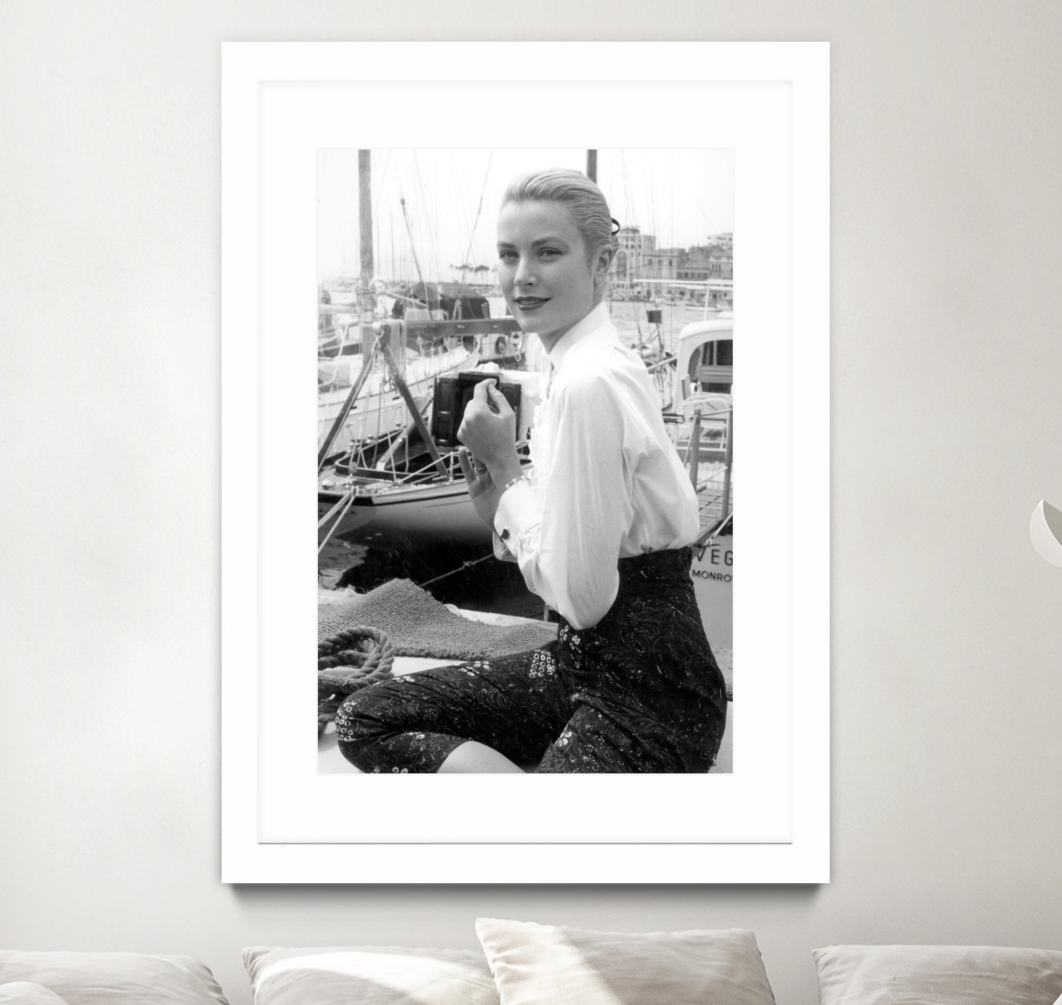 Grace Kelly During Cannes Festival on May 6, 1955 by Bridgeman Images on GIANT ART - black and white photography