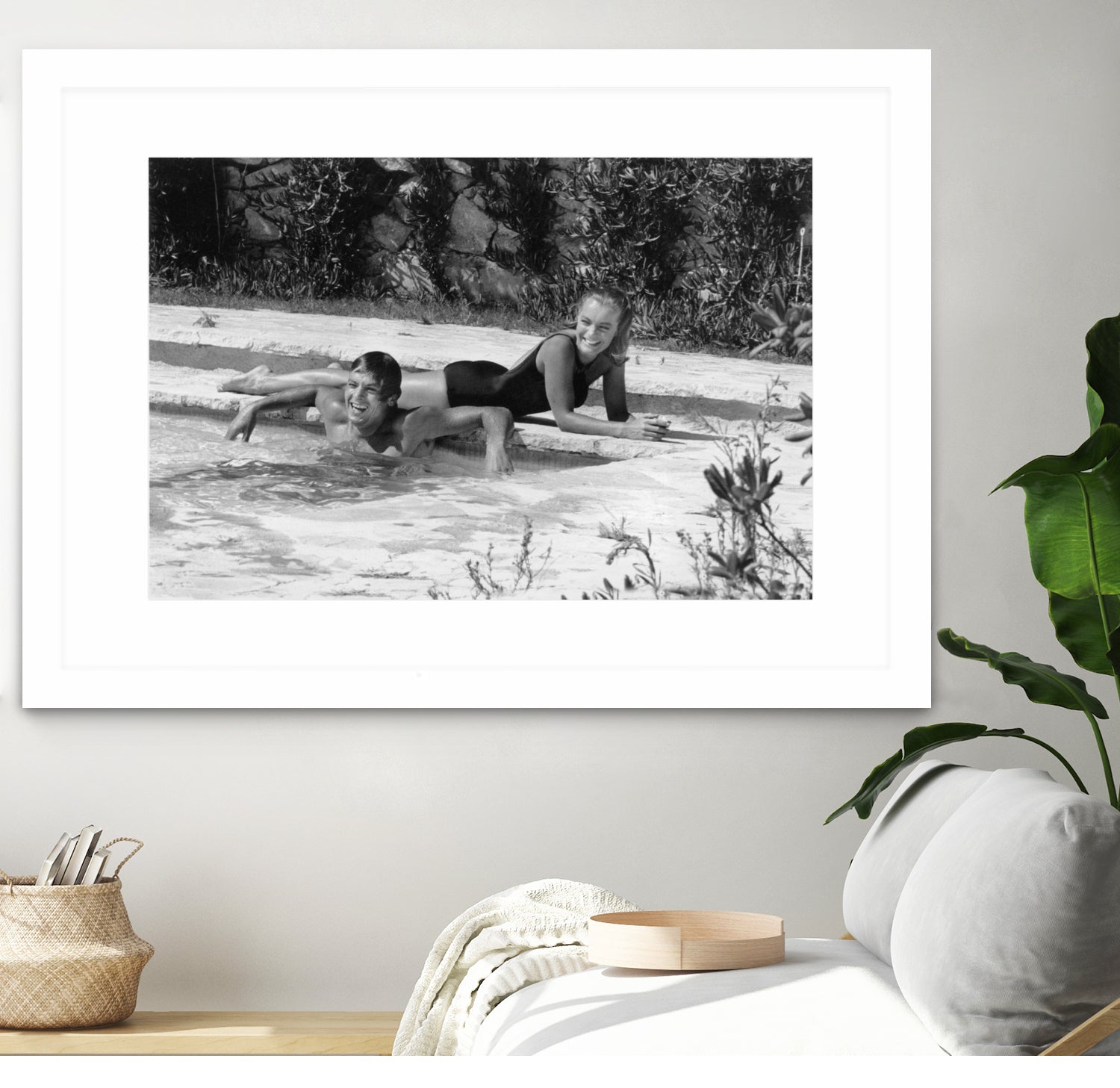 Romy Schneider and Alain Delon on set, 1968 by Bridgeman Images on GIANT ART - black and white photo