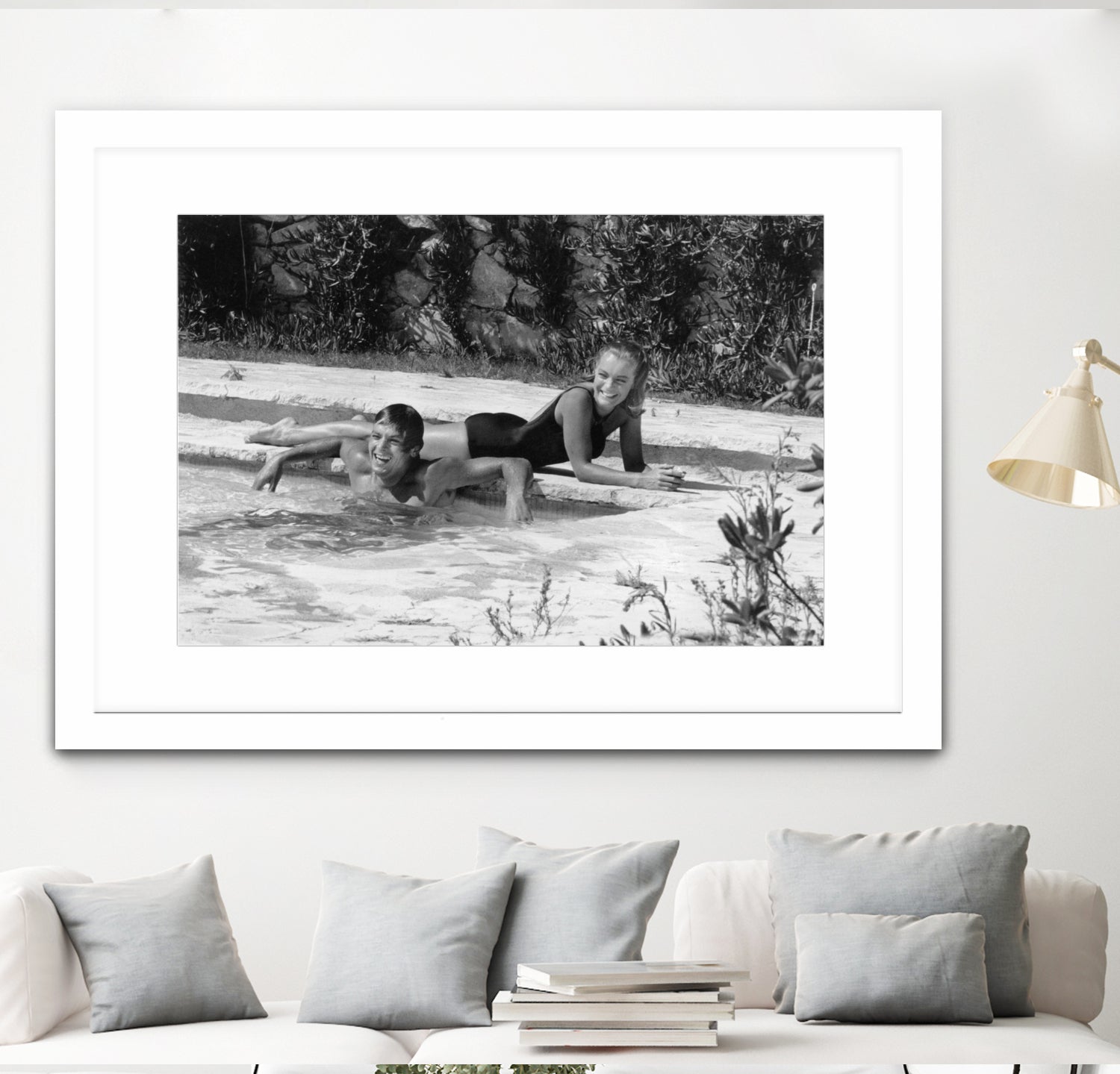 Romy Schneider and Alain Delon on set, 1968 by Bridgeman Images on GIANT ART - black and white photo