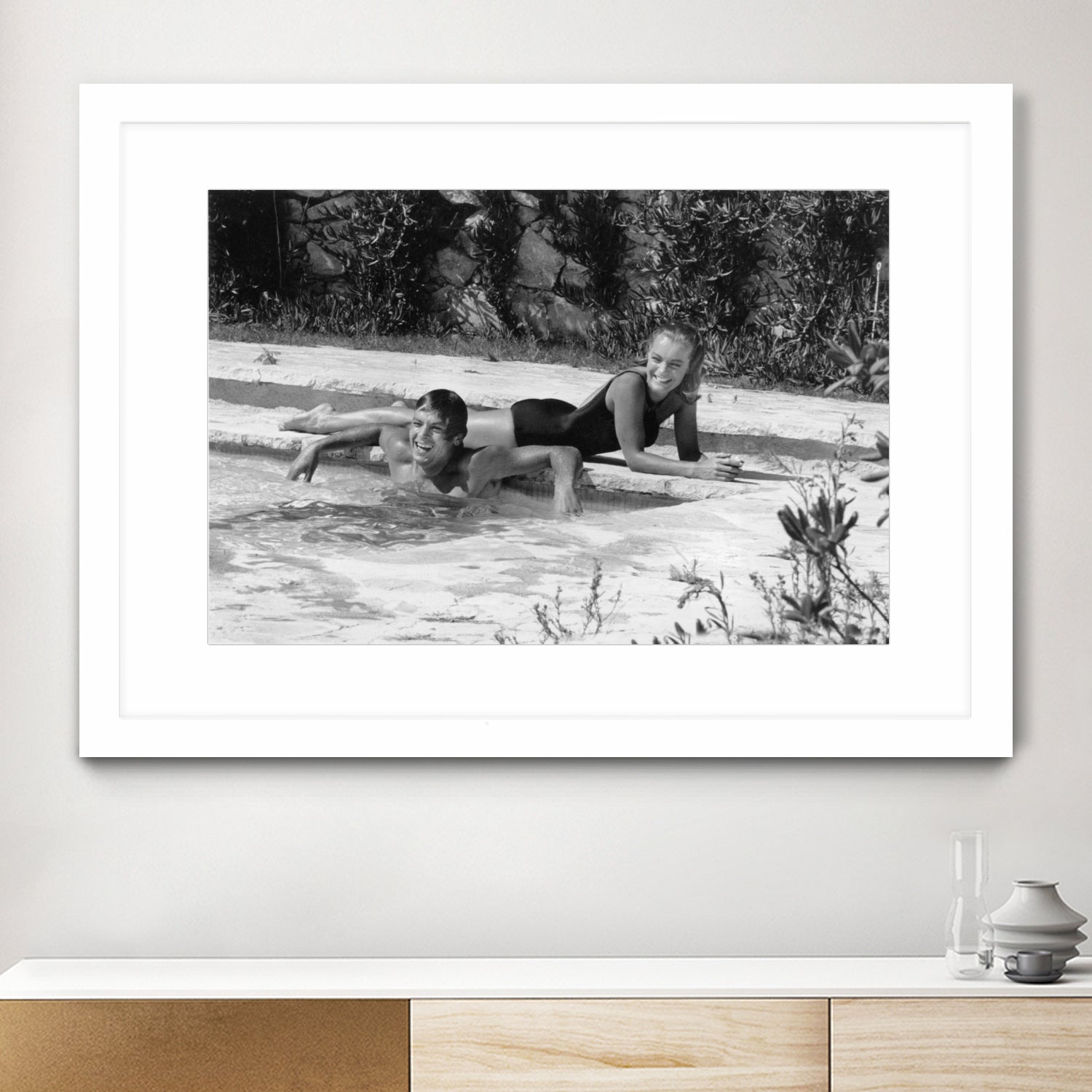 Romy Schneider and Alain Delon on set, 1968 by Bridgeman Images on GIANT ART - black and white photo