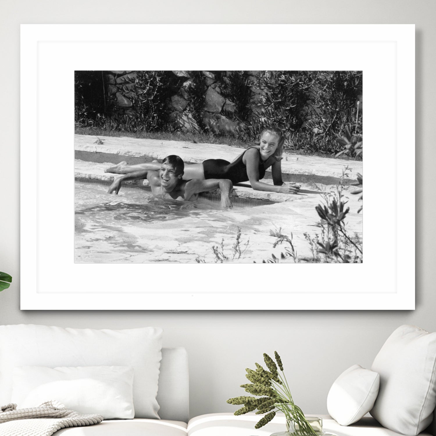 Romy Schneider and Alain Delon on set, 1968 by Bridgeman Images on GIANT ART - black and white photo