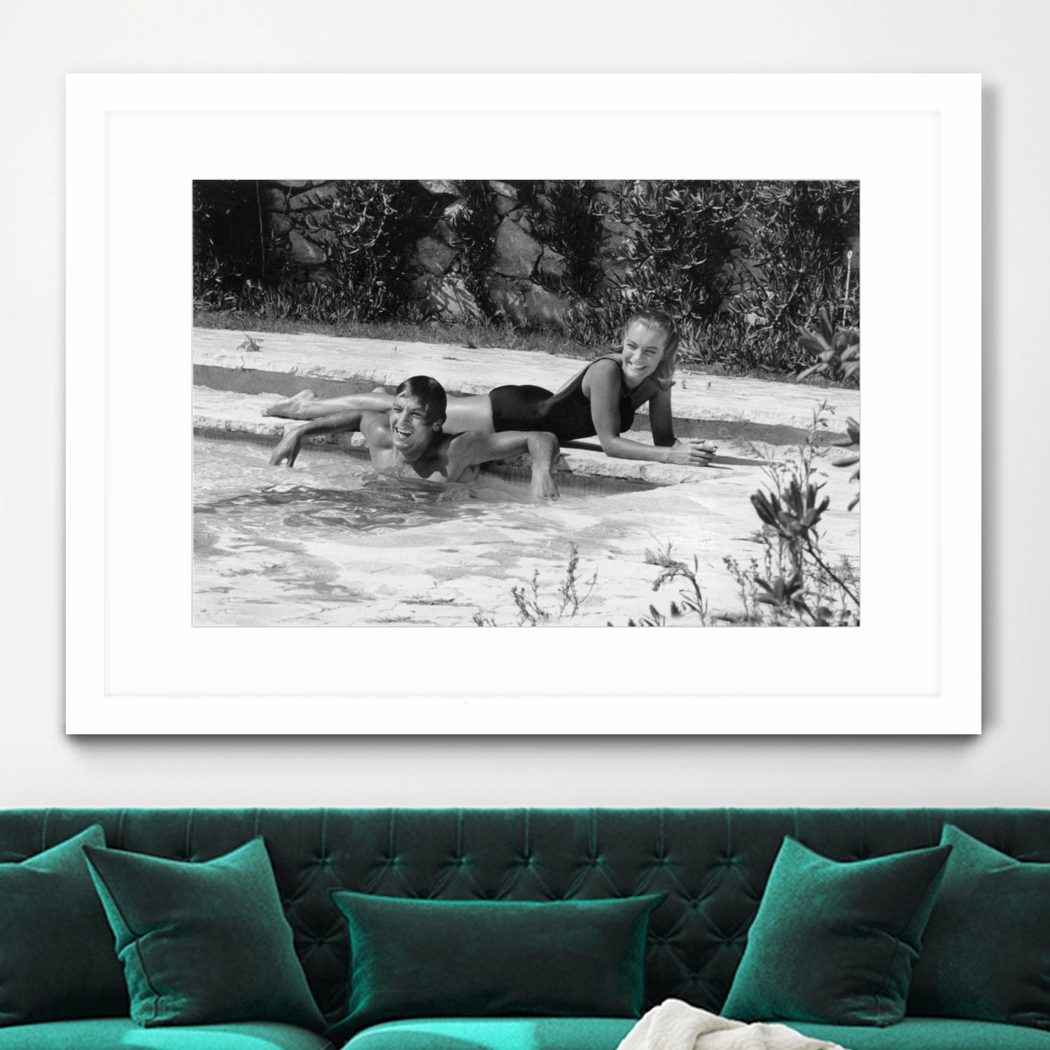 Romy Schneider and Alain Delon on set, 1968 by Bridgeman Images on GIANT ART - black and white photo