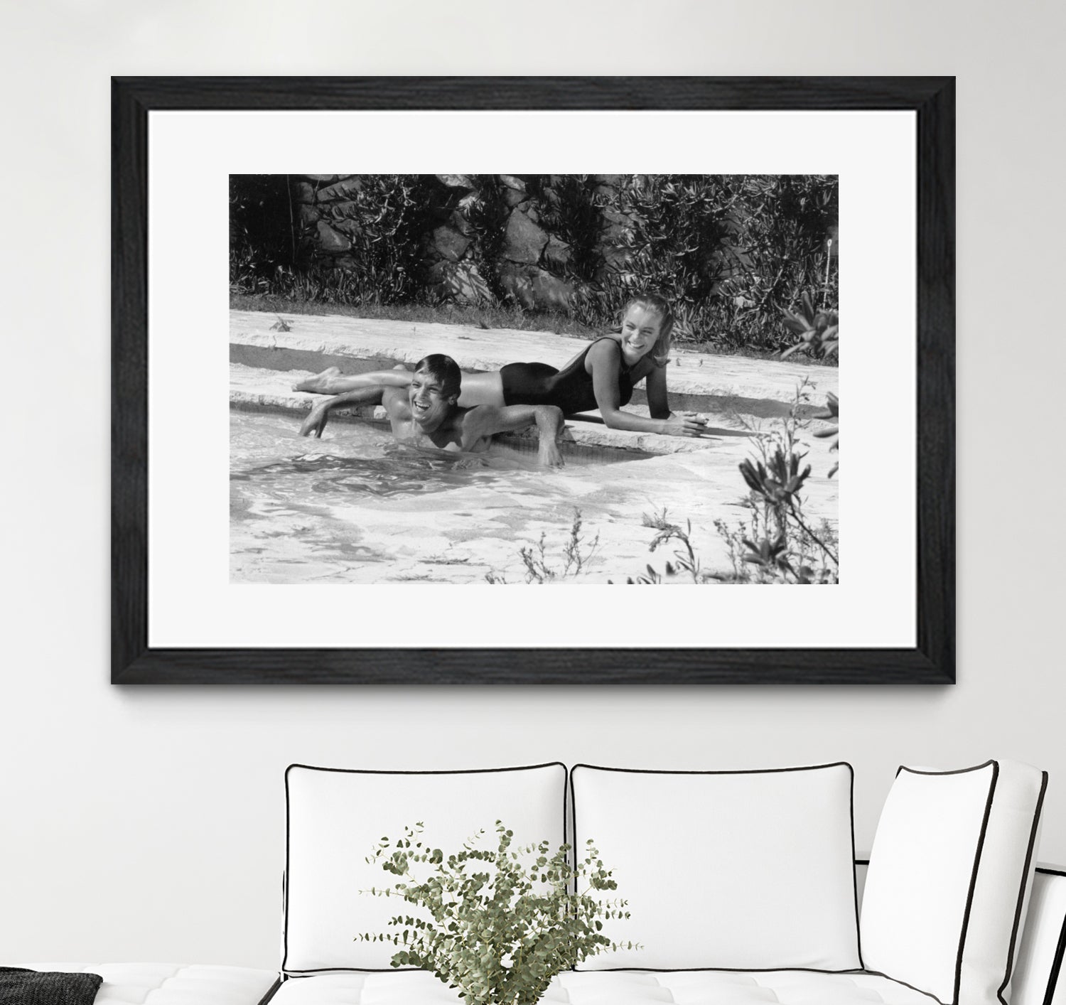 Romy Schneider and Alain Delon on set, 1968 by Bridgeman Images on GIANT ART - black and white photo