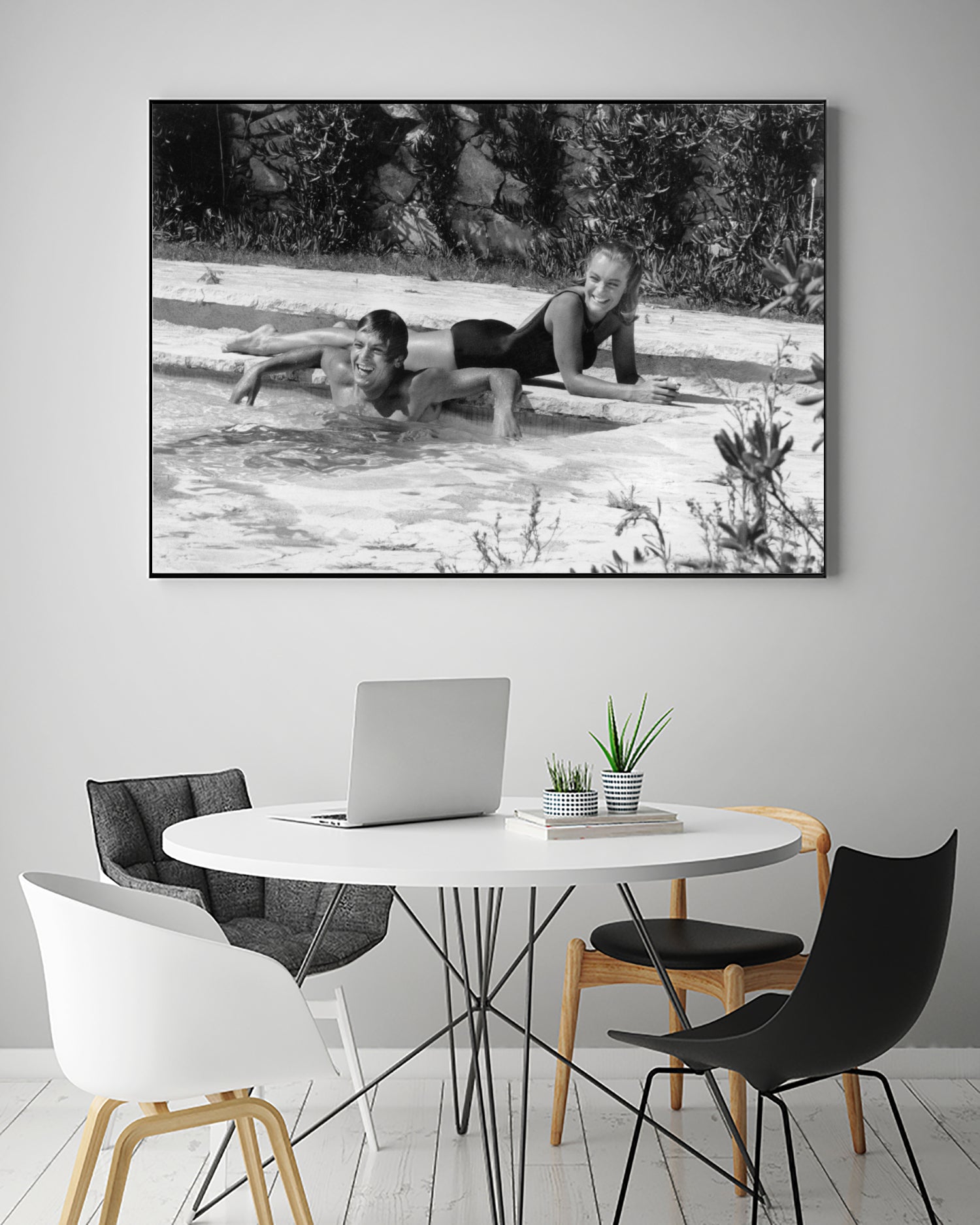 Romy Schneider and Alain Delon on set, 1968 by Bridgeman Images on GIANT ART - black and white photo