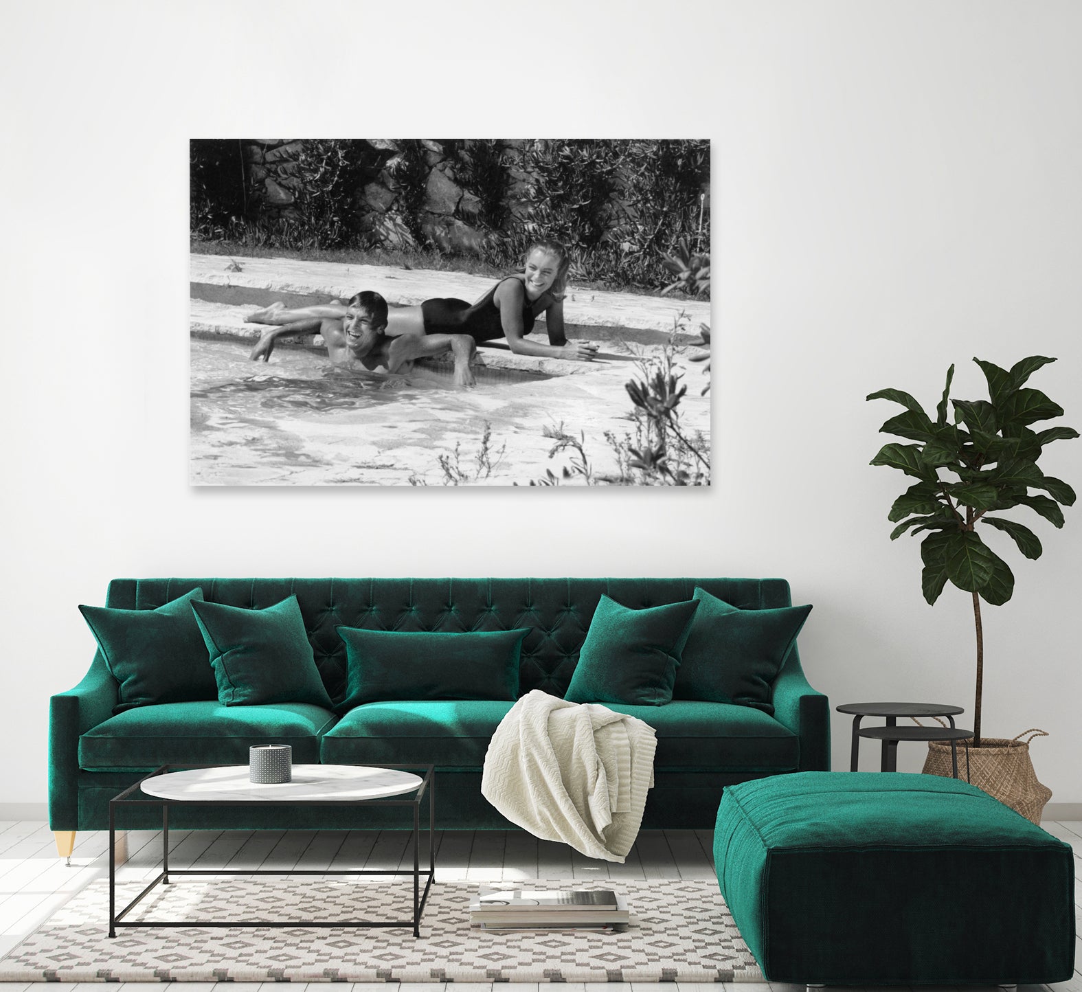 Romy Schneider and Alain Delon on set, 1968 by Bridgeman Images on GIANT ART - black and white photo