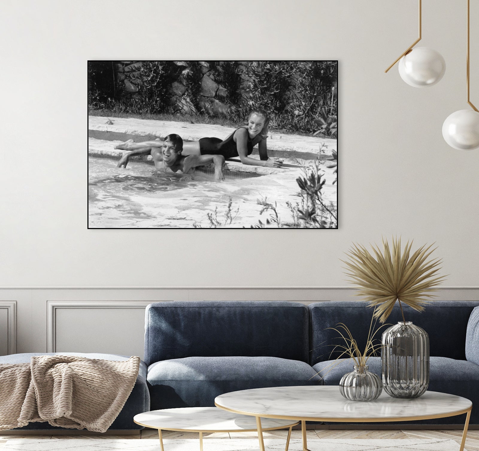 Romy Schneider and Alain Delon on set, 1968 by Bridgeman Images on GIANT ART - black and white photo