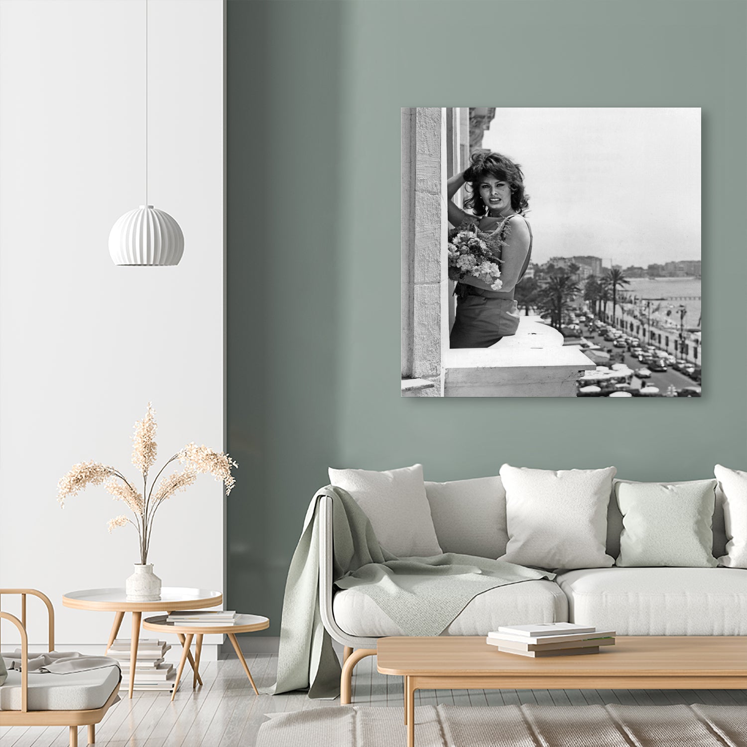 Sophia Loren during Cannes Festival on May 13, 1959 at The Balcony of Carlton Hotel by Bridgeman Images on GIANT ART - black and white photography