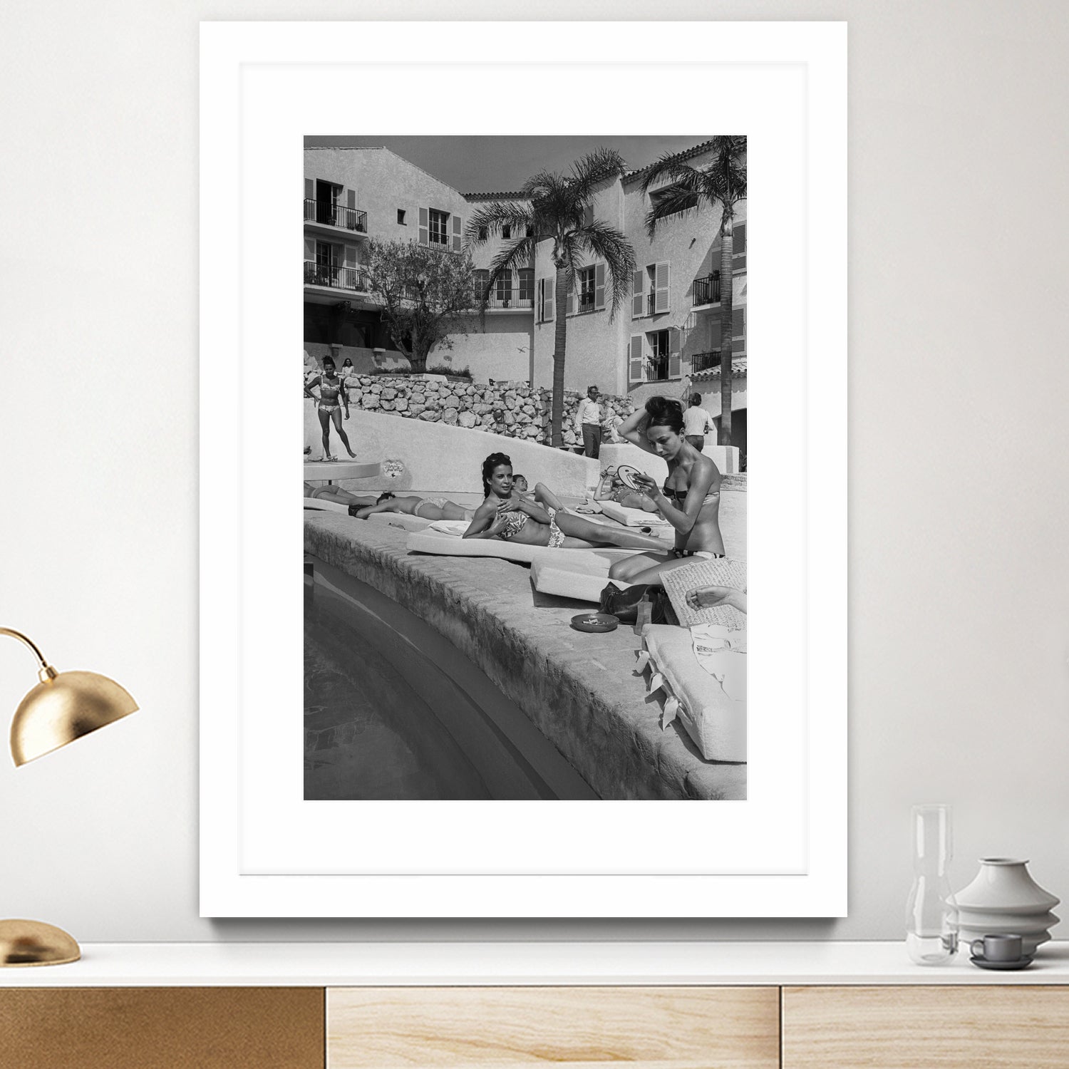 Opening of Famous Luxury Hotel Byblos in Saint Tropez in 1967 by Photo © AGIP / Bridgeman Images on GIANT ART - black and white photography