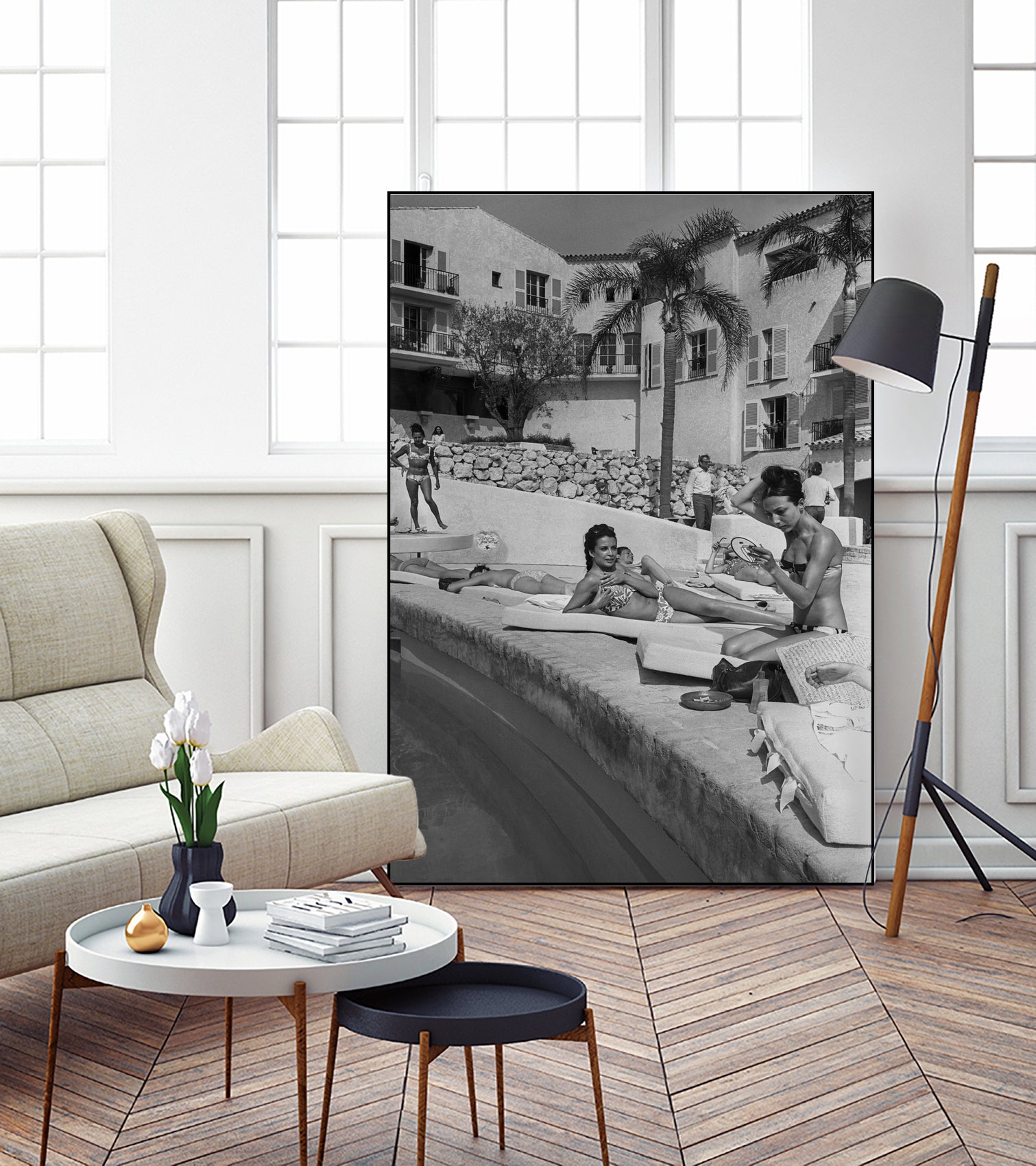 Opening of Famous Luxury Hotel Byblos in Saint Tropez in 1967 by Photo © AGIP / Bridgeman Images on GIANT ART - black and white photography