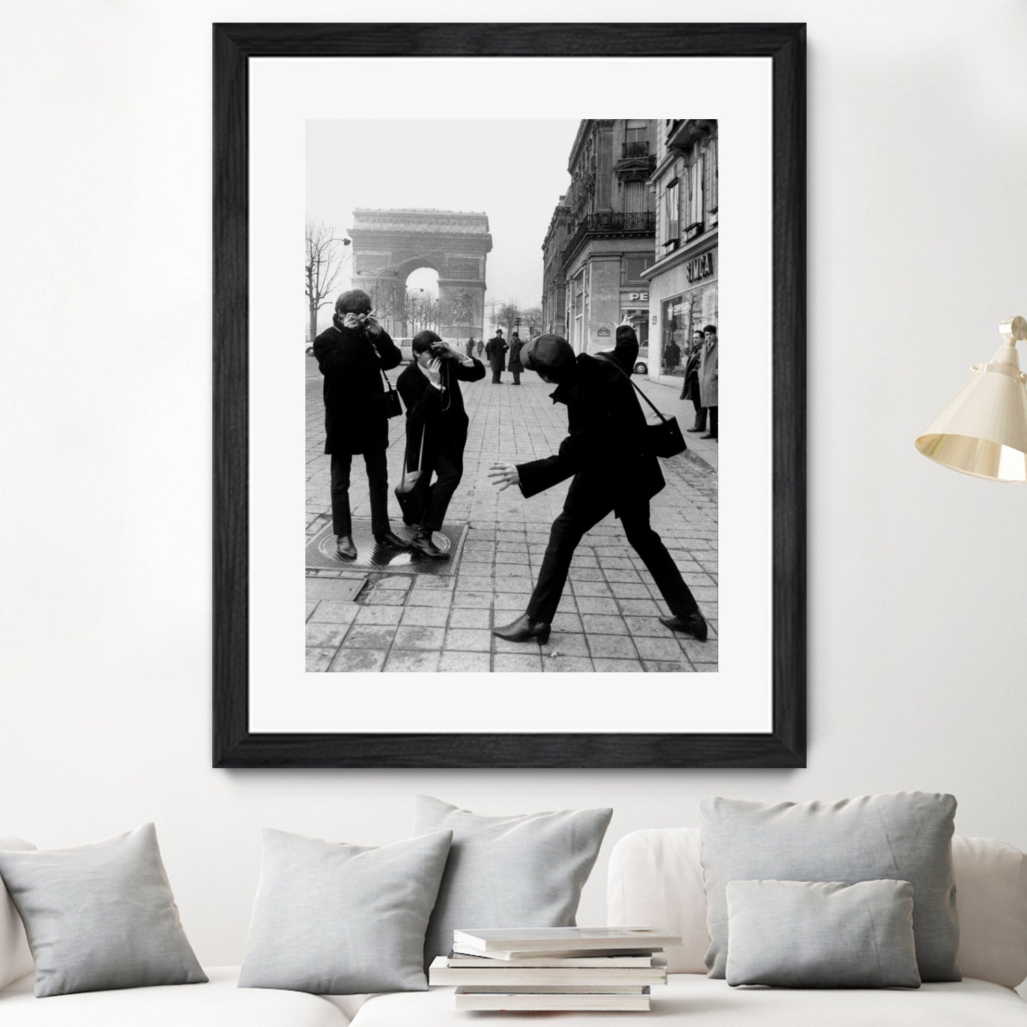 The Beatles in Paris : John Lennon Photographed By George Harrison and Paul McCartney on Champs Elysees in Paris January 15, 1964 by bridgeman Images on GIANT ART - black and white photography