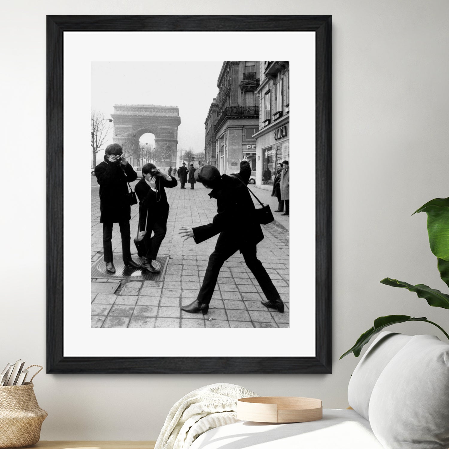 The Beatles in Paris : John Lennon Photographed By George Harrison and Paul McCartney on Champs Elysees in Paris January 15, 1964 by bridgeman Images on GIANT ART - black and white photography