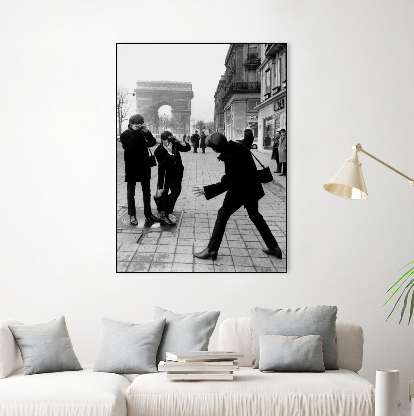 The Beatles in Paris : John Lennon Photographed By George Harrison and Paul McCartney on Champs Elysees in Paris January 15, 1964 by bridgeman Images on GIANT ART - black and white photography