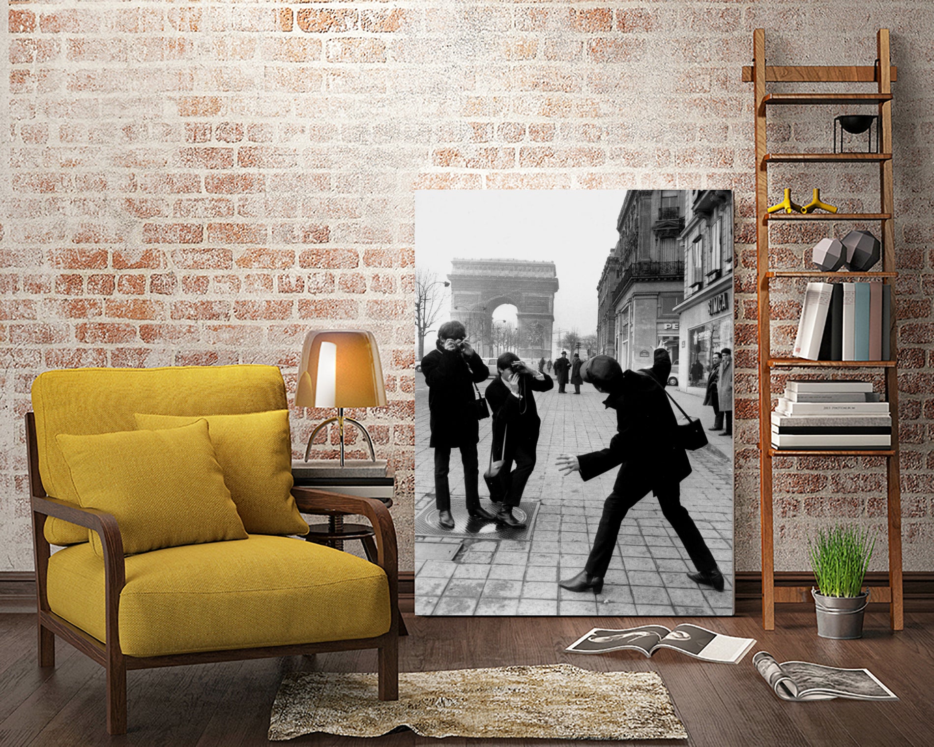 The Beatles in Paris : John Lennon Photographed By George Harrison and Paul McCartney on Champs Elysees in Paris January 15, 1964 by bridgeman Images on GIANT ART - black and white photography