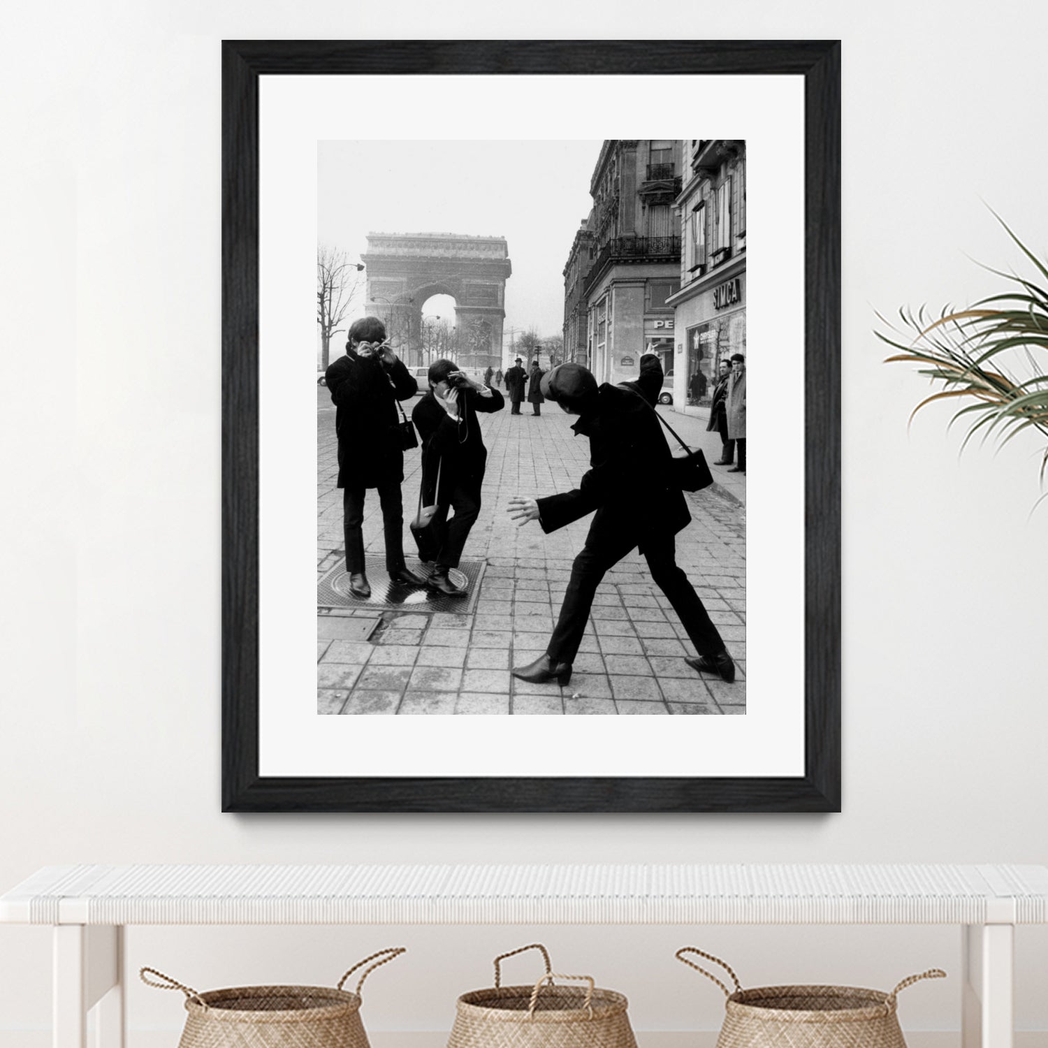 The Beatles in Paris : John Lennon Photographed By George Harrison and Paul McCartney on Champs Elysees in Paris January 15, 1964 by bridgeman Images on GIANT ART - black and white photography