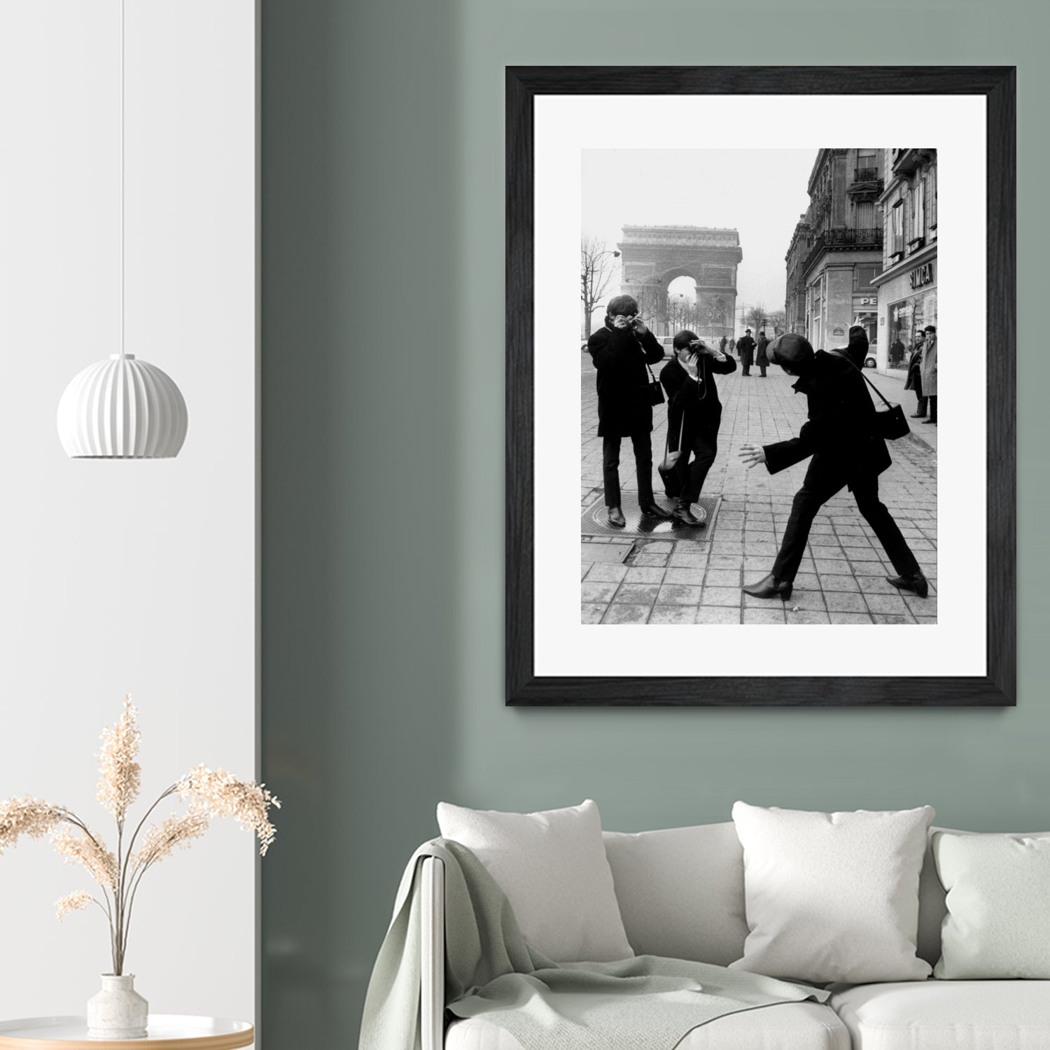 The Beatles in Paris : John Lennon Photographed By George Harrison and Paul McCartney on Champs Elysees in Paris January 15, 1964 by bridgeman Images on GIANT ART - black and white photography