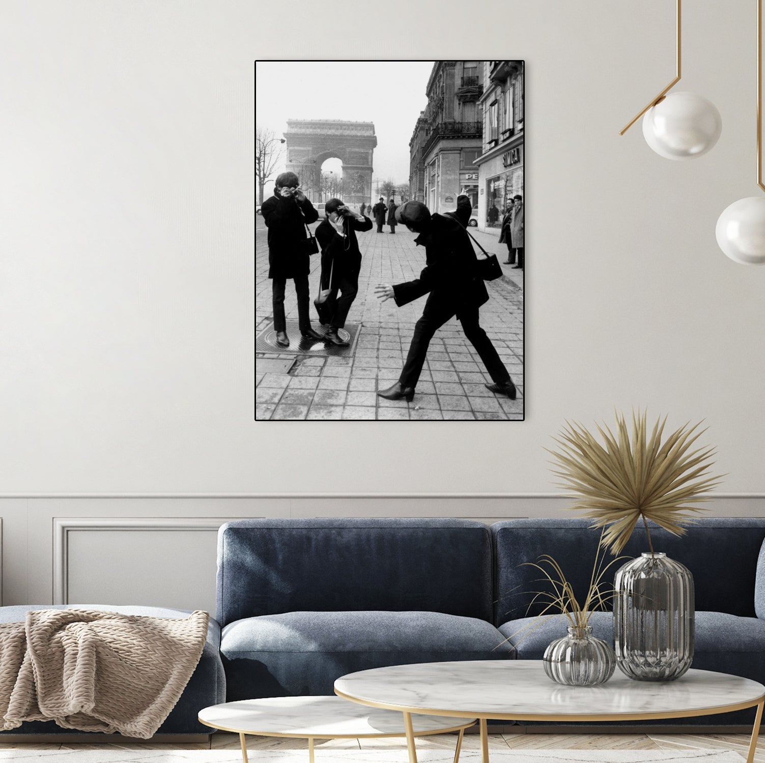 The Beatles in Paris : John Lennon Photographed By George Harrison and Paul McCartney on Champs Elysees in Paris January 15, 1964 by bridgeman Images on GIANT ART - black and white photography