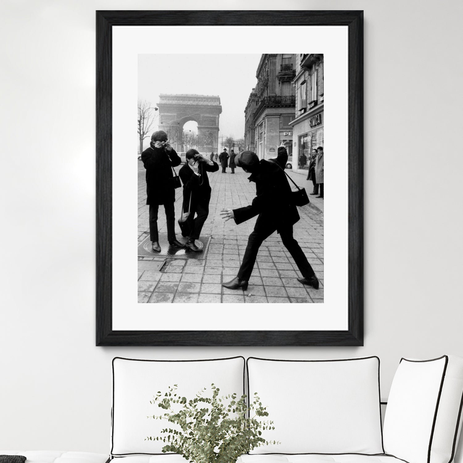 The Beatles in Paris : John Lennon Photographed By George Harrison and Paul McCartney on Champs Elysees in Paris January 15, 1964 by bridgeman Images on GIANT ART - black and white photography