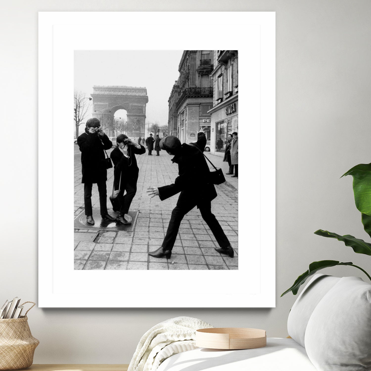 The Beatles in Paris : John Lennon Photographed By George Harrison and Paul McCartney on Champs Elysees in Paris January 15, 1964 by bridgeman Images on GIANT ART - black and white photography