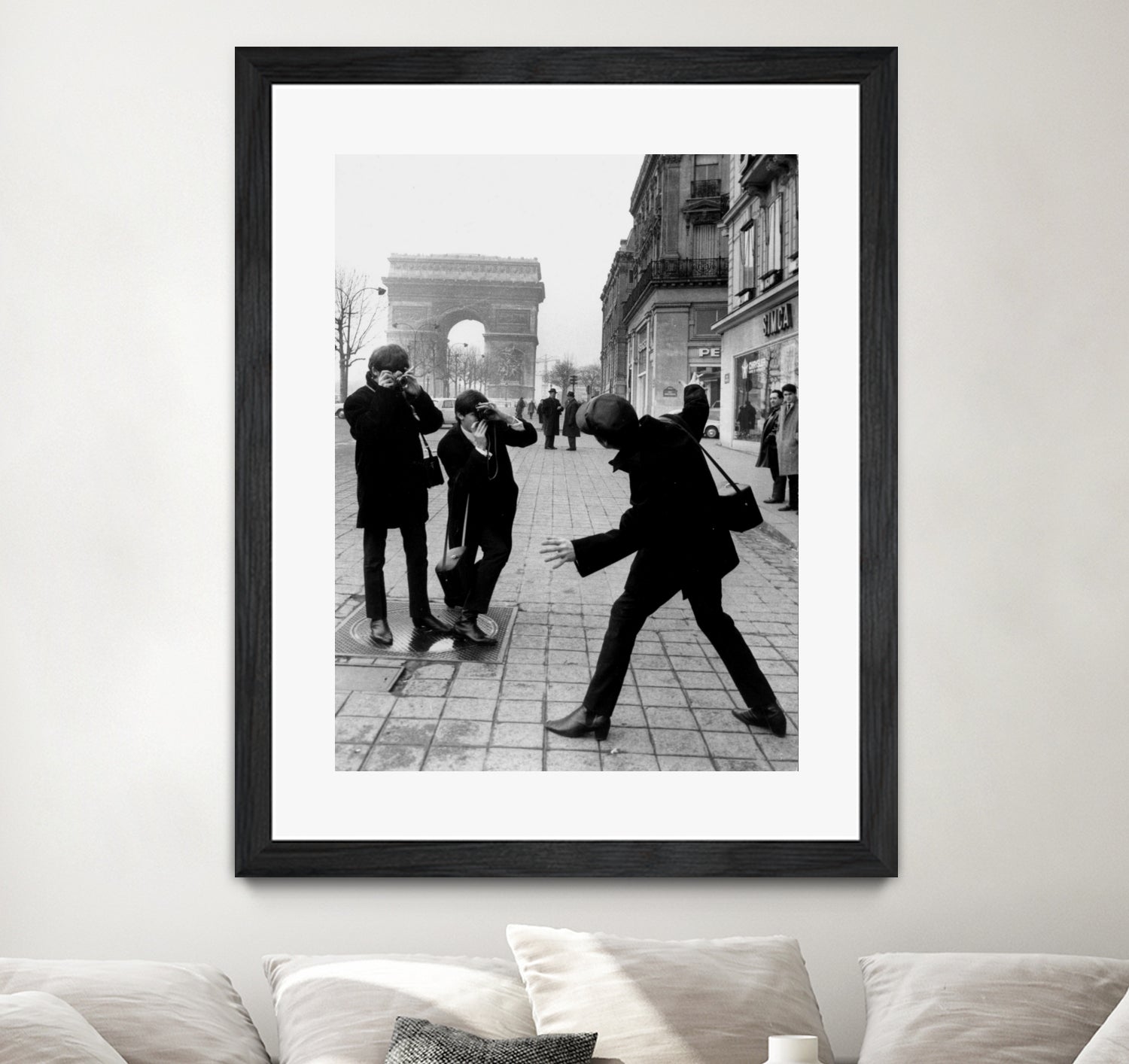 The Beatles in Paris : John Lennon Photographed By George Harrison and Paul McCartney on Champs Elysees in Paris January 15, 1964 by bridgeman Images on GIANT ART - black and white photography
