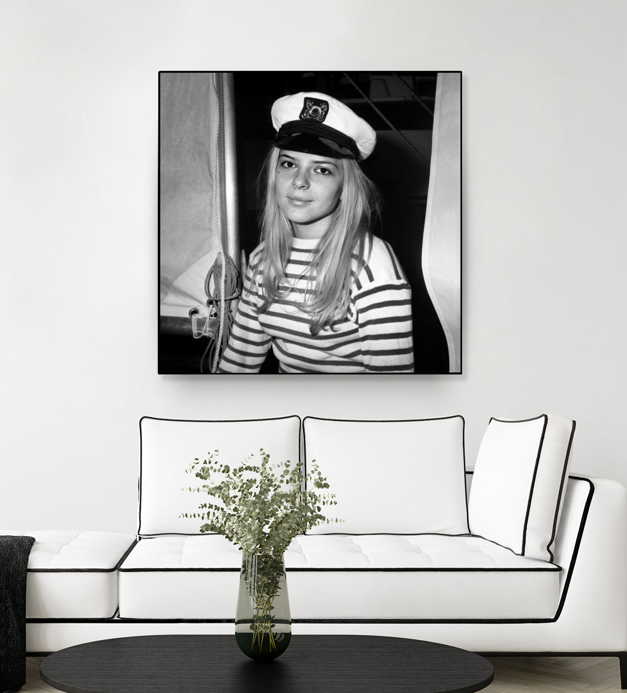 French Singer France Gall With Sailor Suit at Sailing Show, Paris, 17th January 1968 by Bridgeman Images on GIANT ART - black and white photography