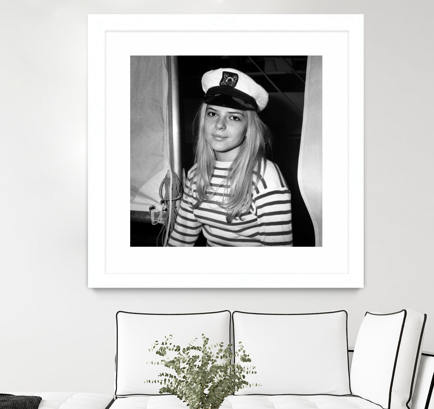 French Singer France Gall With Sailor Suit at Sailing Show, Paris, 17th January 1968 by Bridgeman Images on GIANT ART - black and white photography
