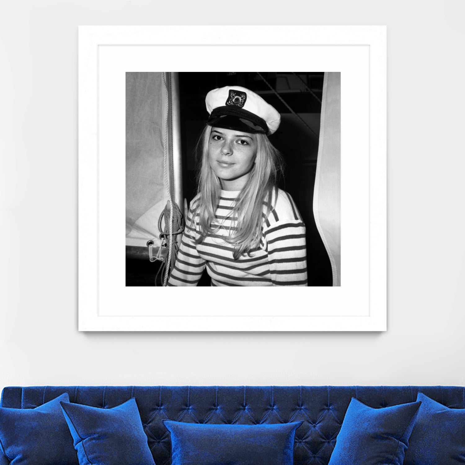 French Singer France Gall With Sailor Suit at Sailing Show, Paris, 17th January 1968 by Bridgeman Images on GIANT ART - black and white photography