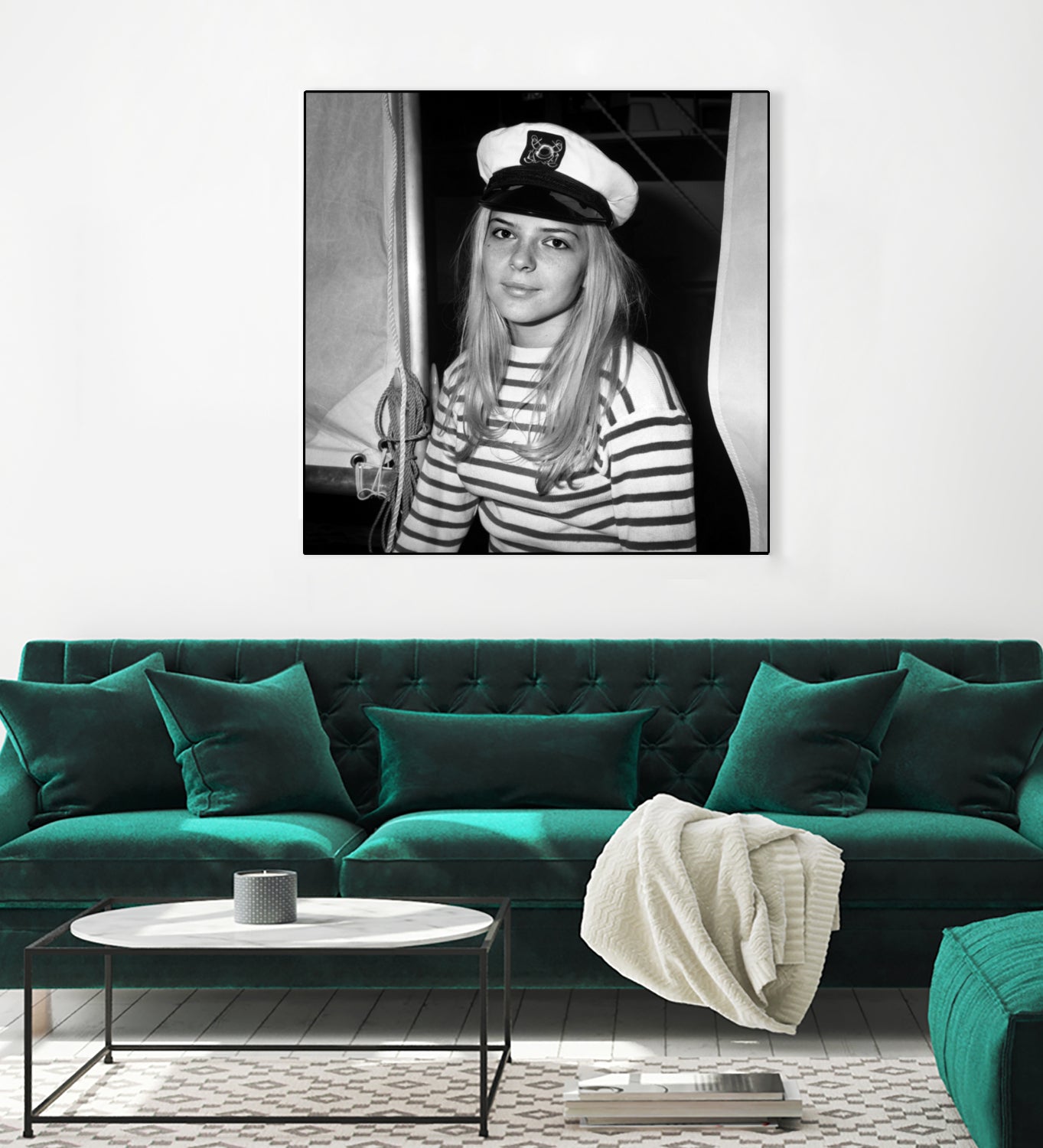 French Singer France Gall With Sailor Suit at Sailing Show, Paris, 17th January 1968 by Bridgeman Images on GIANT ART - black and white photography